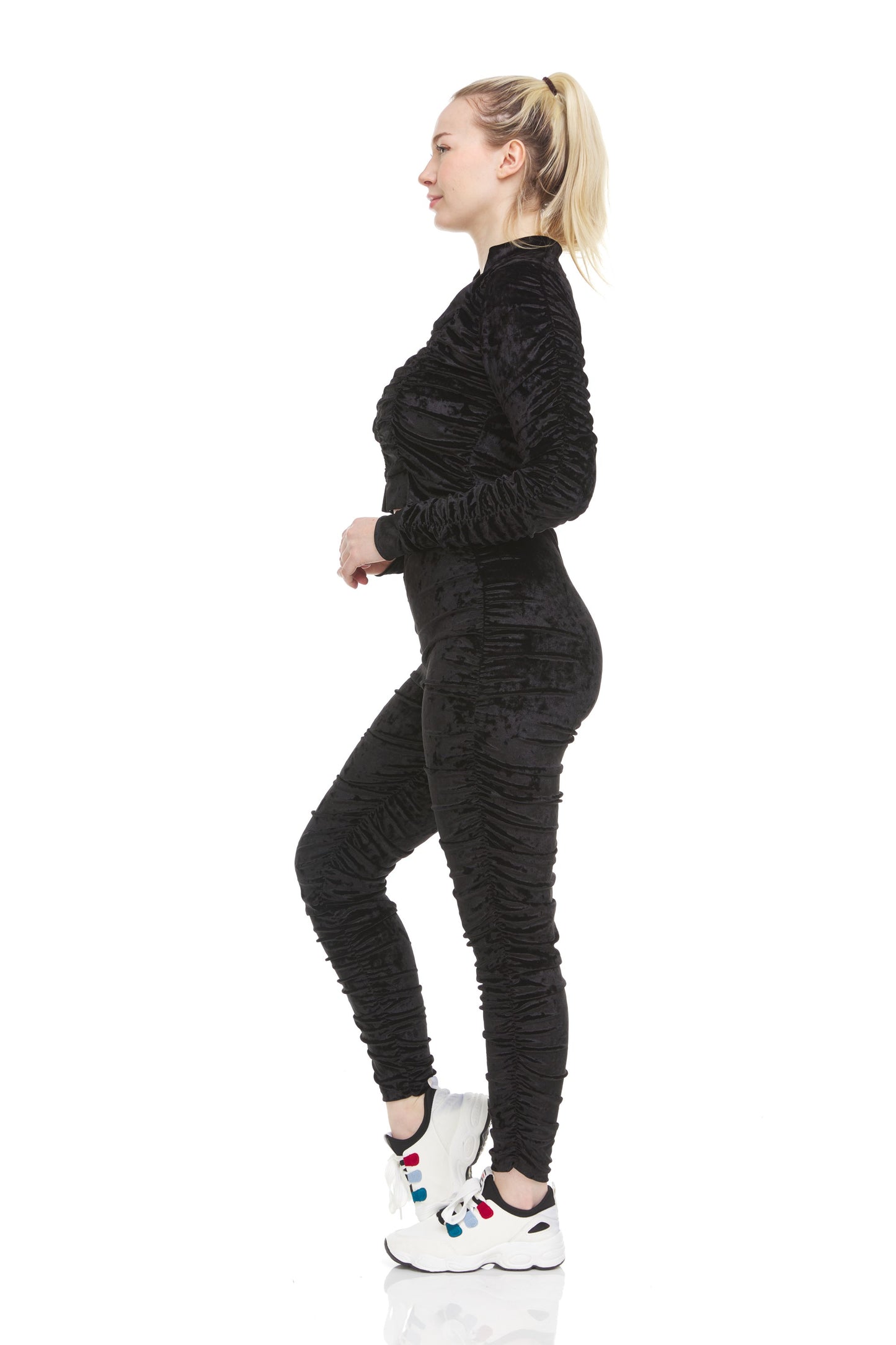 Soft side rushed velvet set Black #33