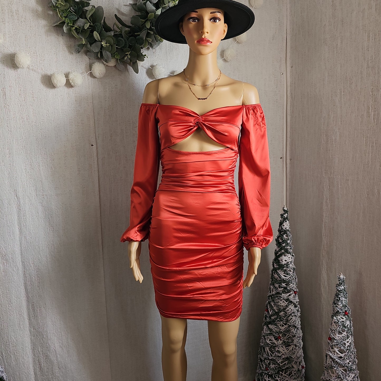 Melanie Mini Satin Fitted silhouette Dress #6