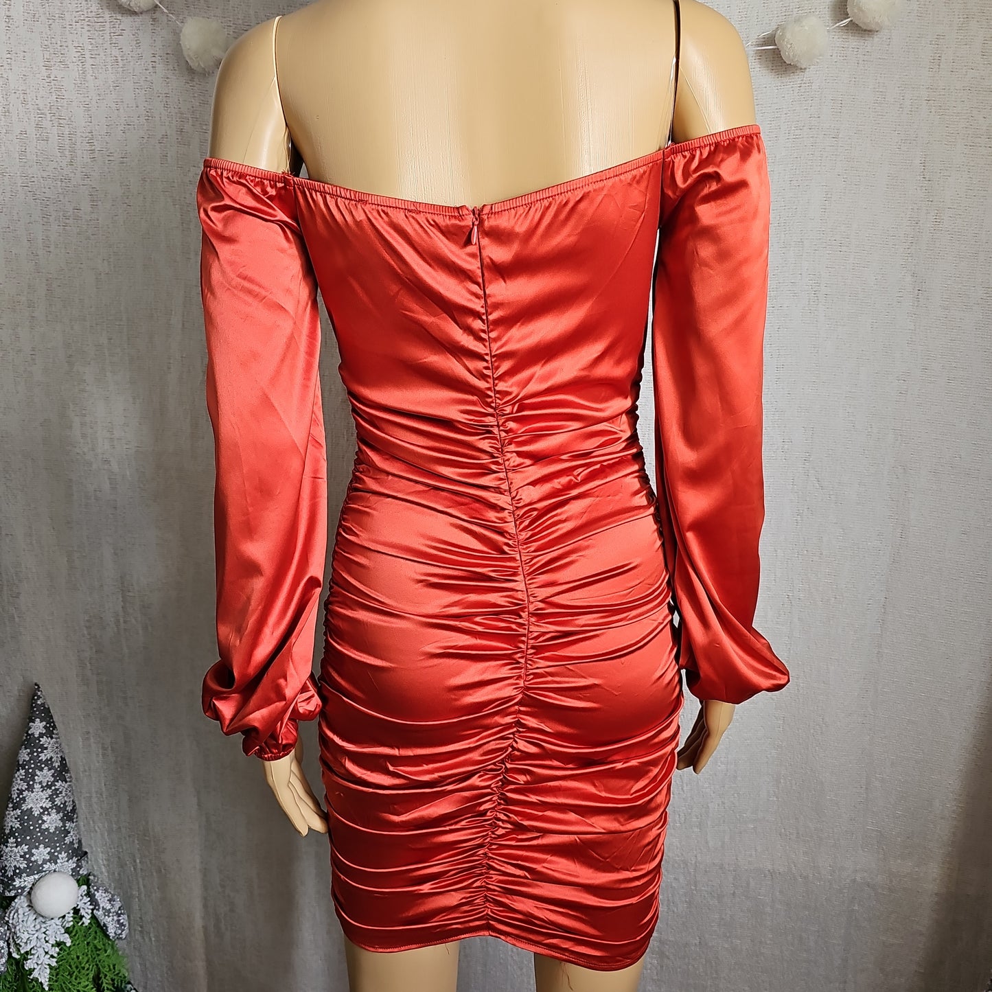 Melanie Mini Satin Fitted silhouette Dress #6