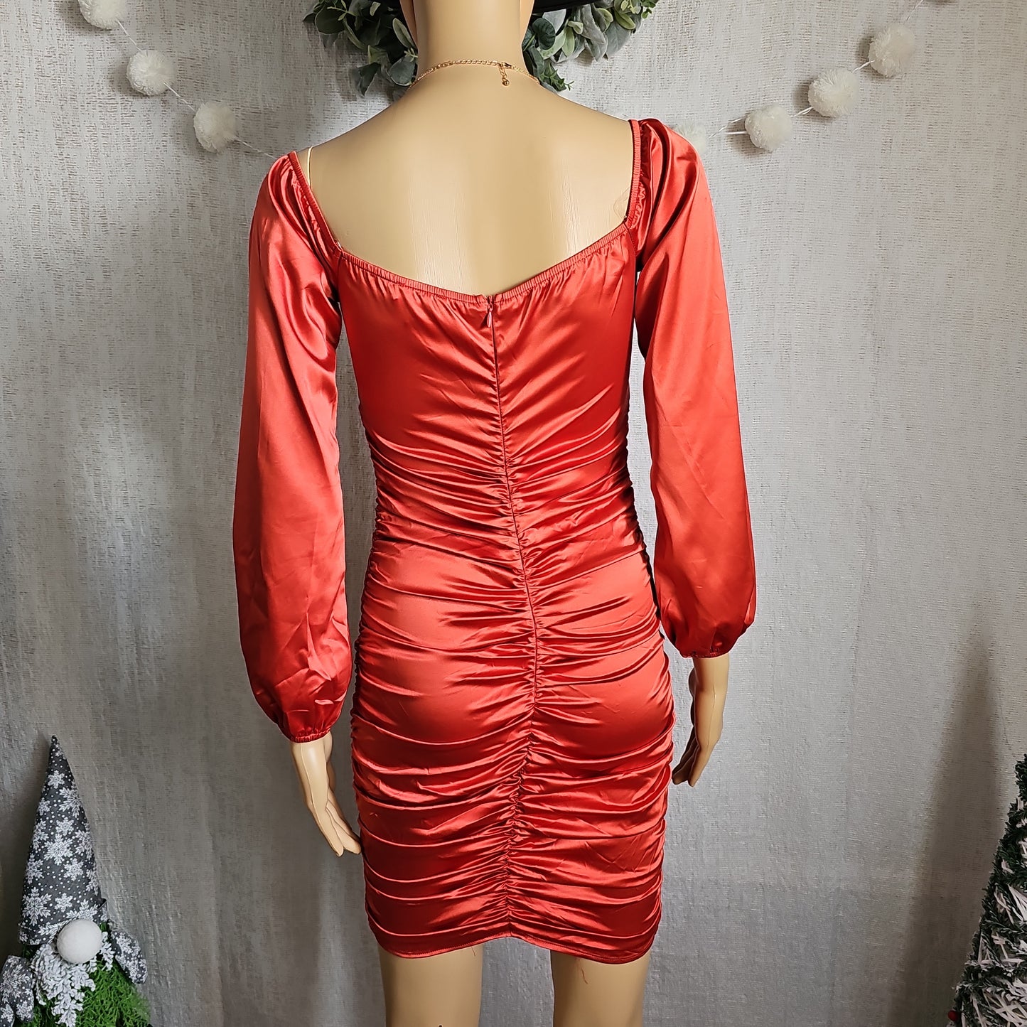 Melanie Mini Satin Fitted silhouette Dress #6