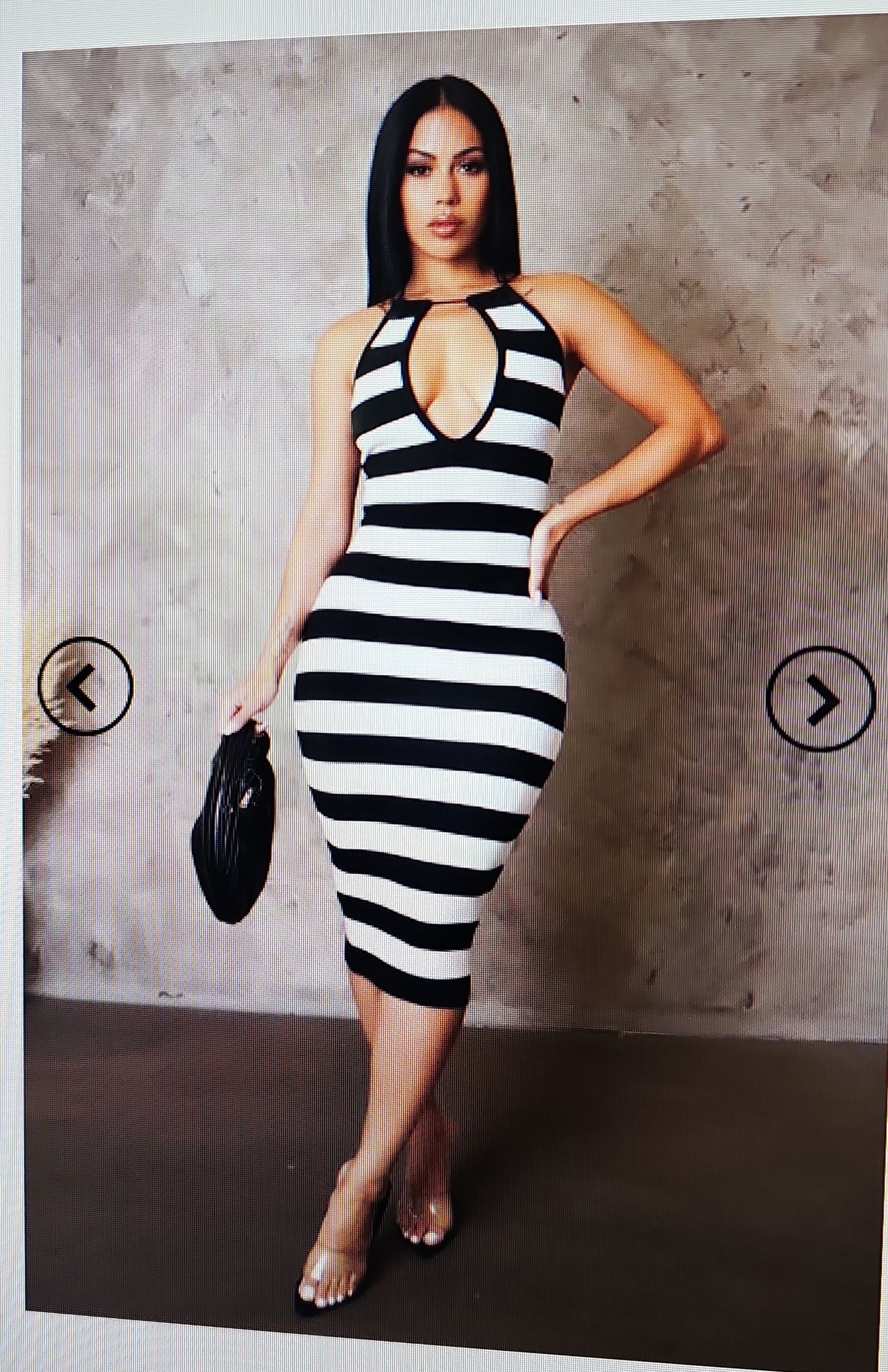 Sexy Stripe Knit Mini Dress open in the back #T
