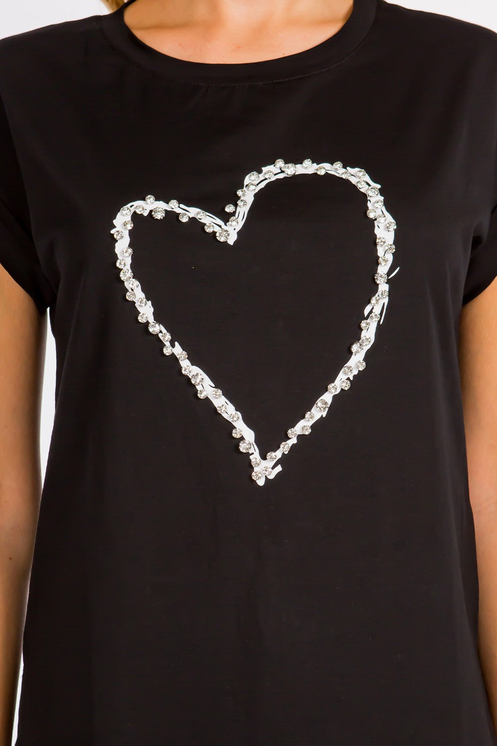 HEART STUDDED T-SHIRT BLACK #16