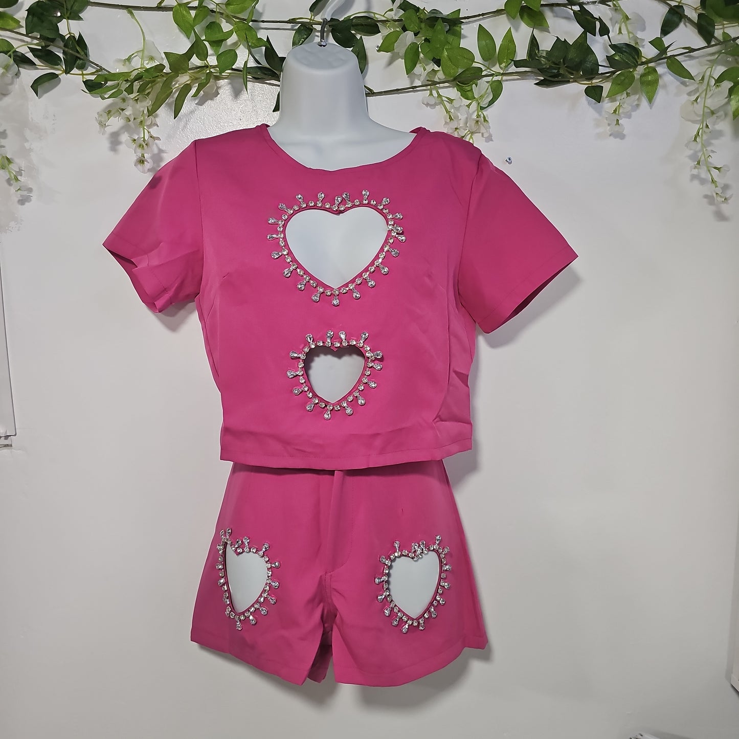 LADY'S RHINESTONE PINK HEART SET #29