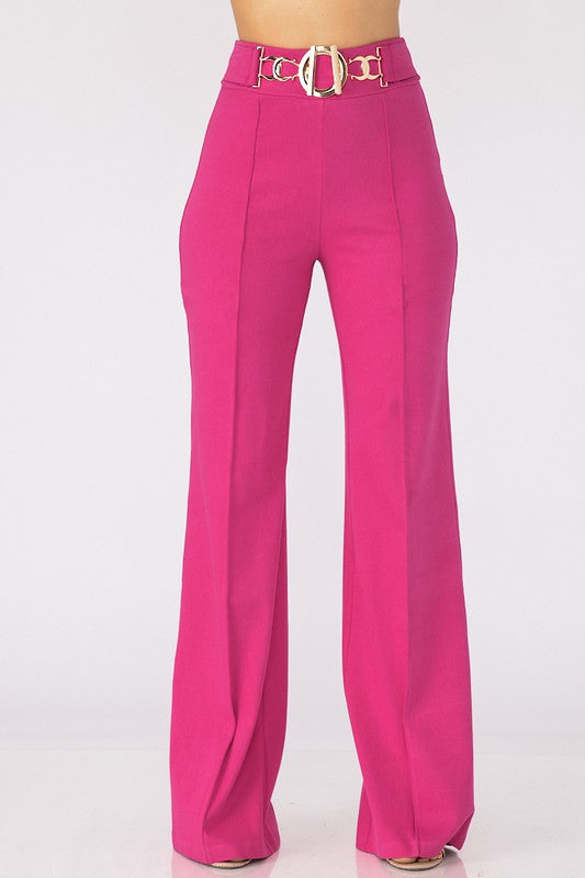 HIGH WAIST DENIM STRETCH PANTS PINK # B