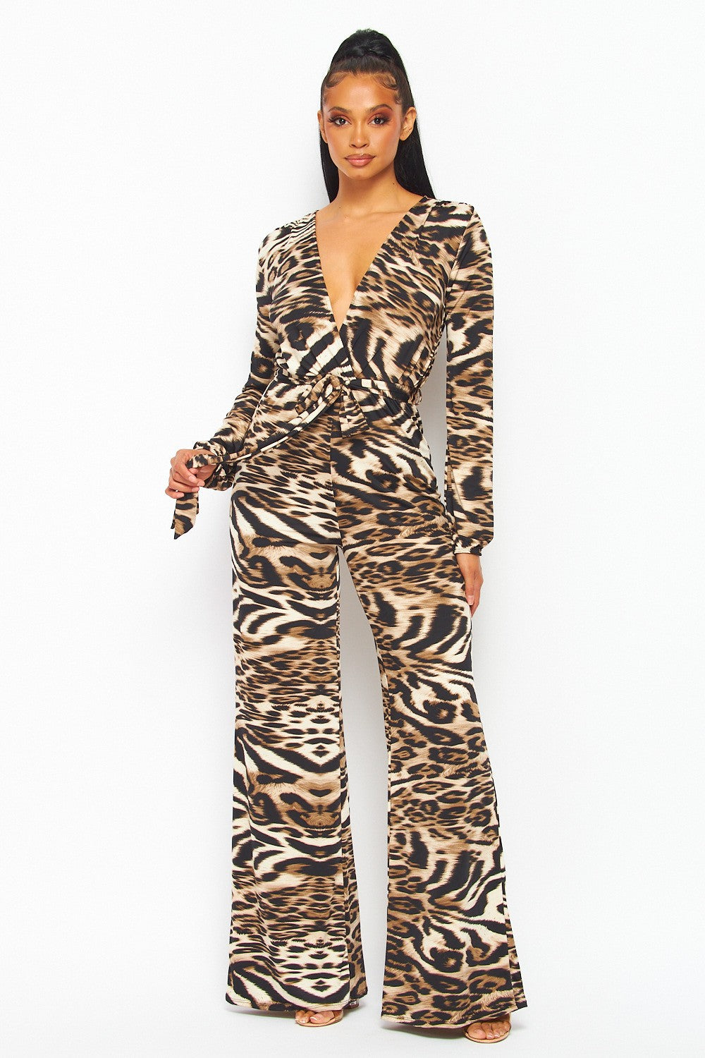 Valerie Jumpsuit Brown Animal Print #34