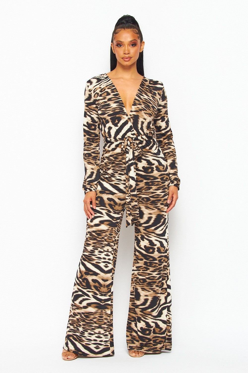 Valerie Jumpsuit Brown Animal Print #34