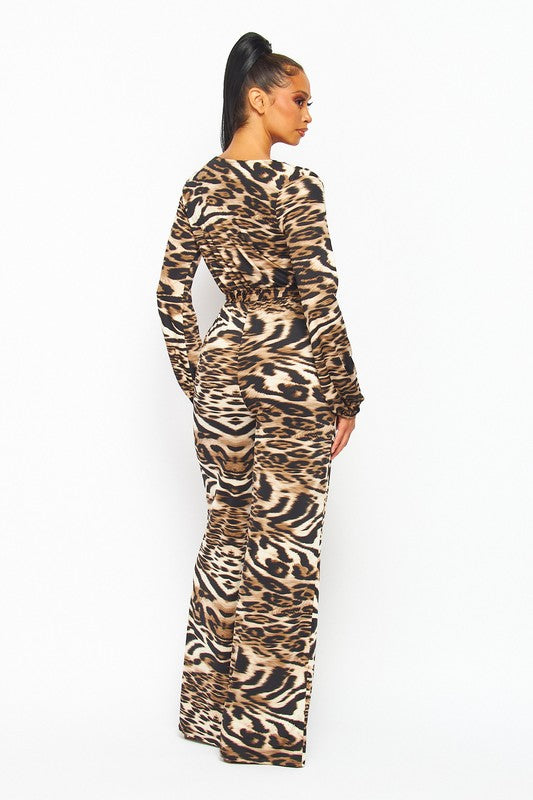 Valerie Jumpsuit Brown Animal Print #34