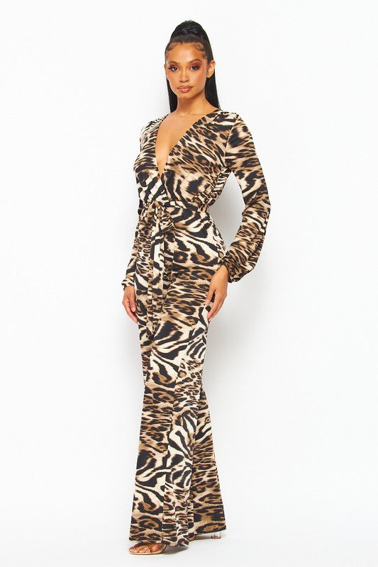 Valerie Jumpsuit Brown Animal Print #34