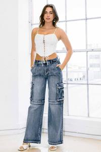 Mariana Cargo Wide Jeans Medium Blue #D2