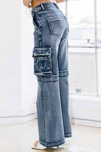 Mariana Cargo Wide Jeans Medium Blue #D2