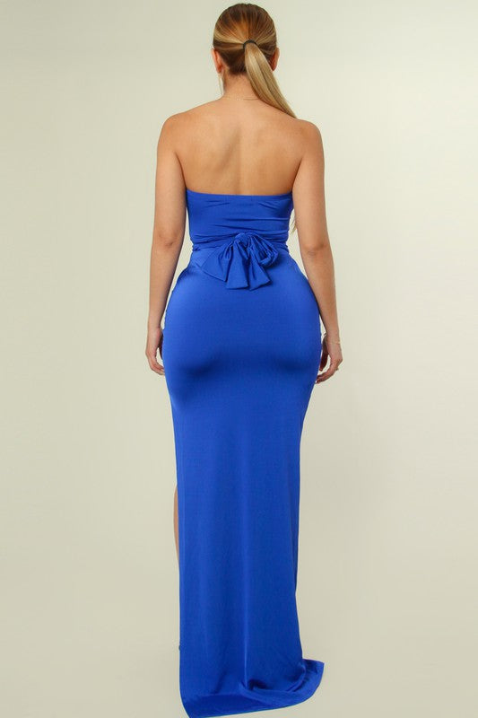 BLUE OFF SHOULDER BODYCON MAXI DRESS. #32