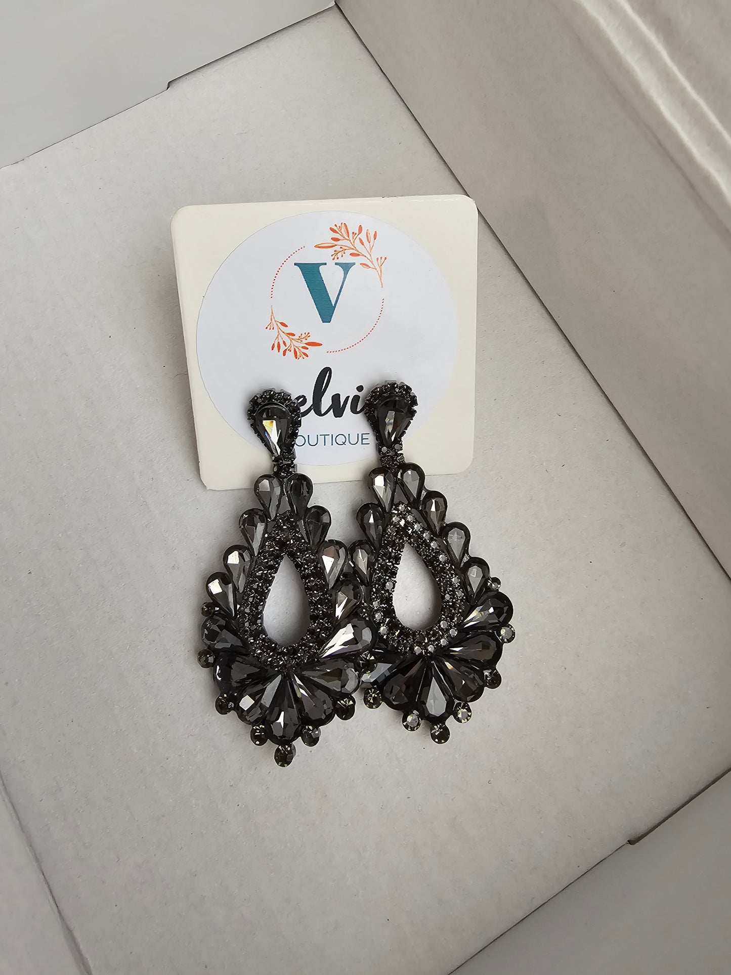 Princess Cut Drop Black Earrings