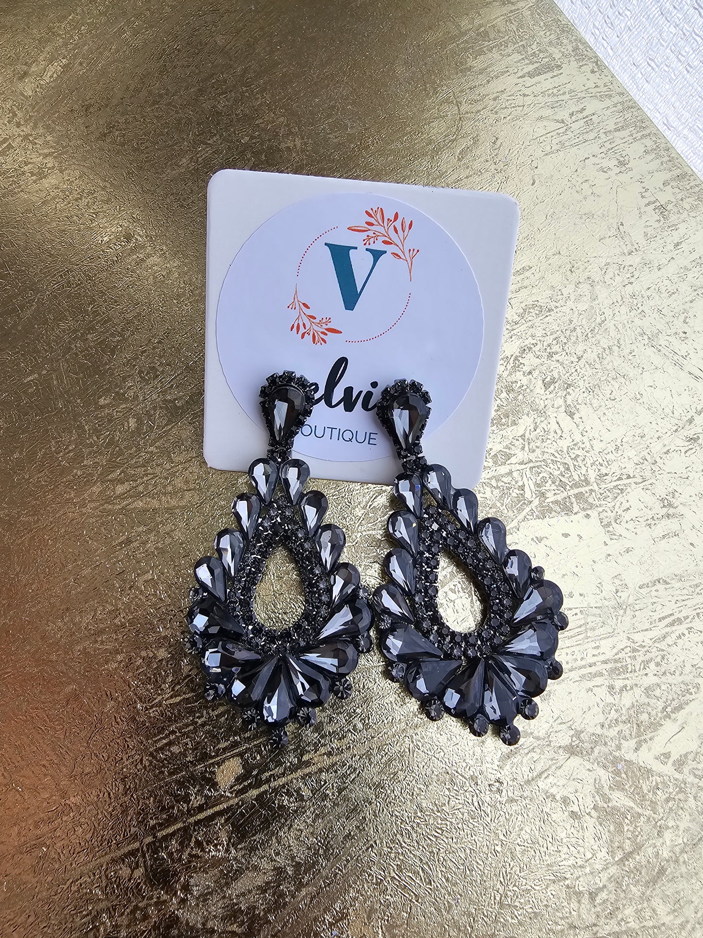 Princess Cut Drop Black Earrings