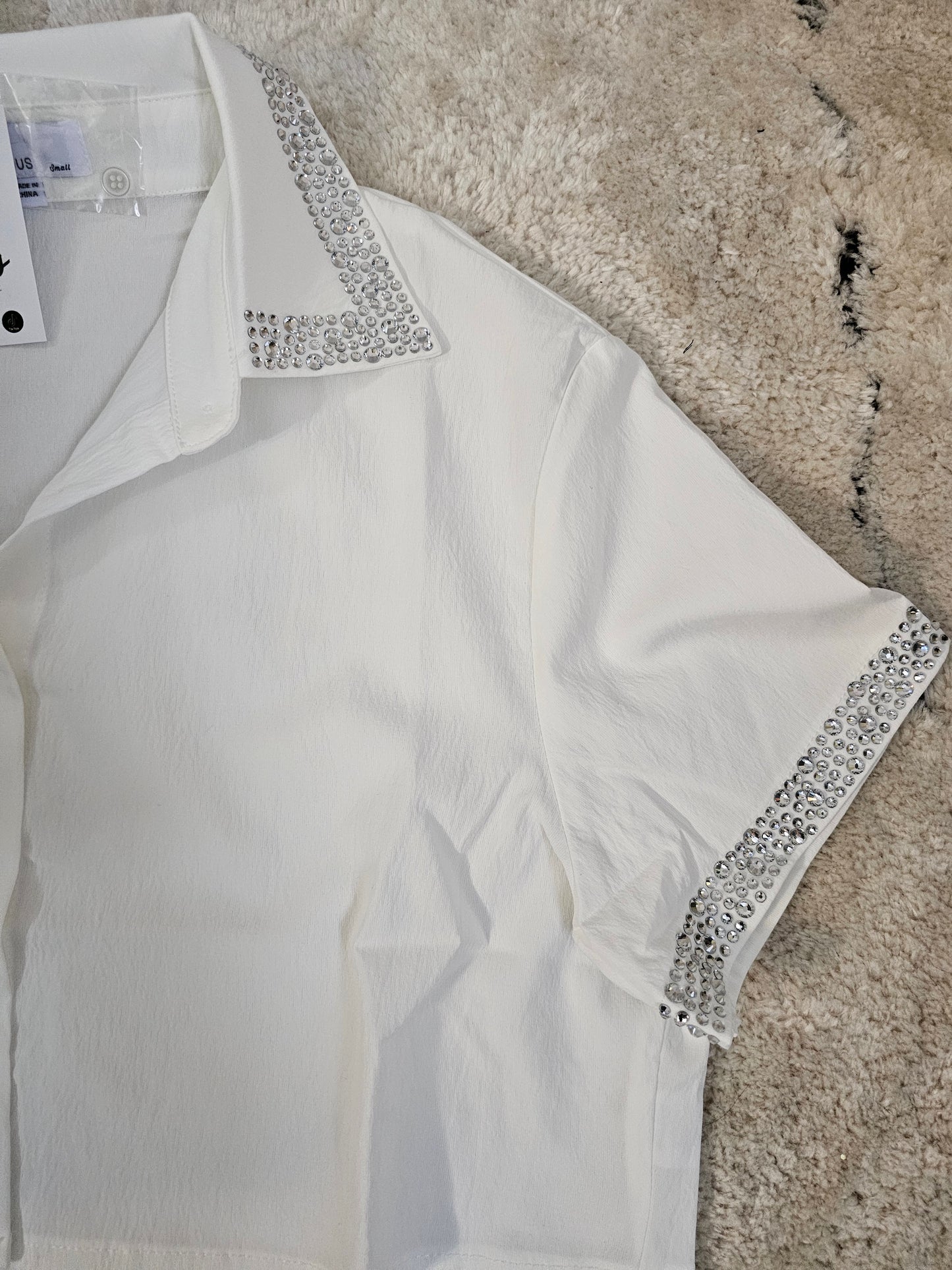 Diamond Crop Top with Silver rhinestone bottom up #11
