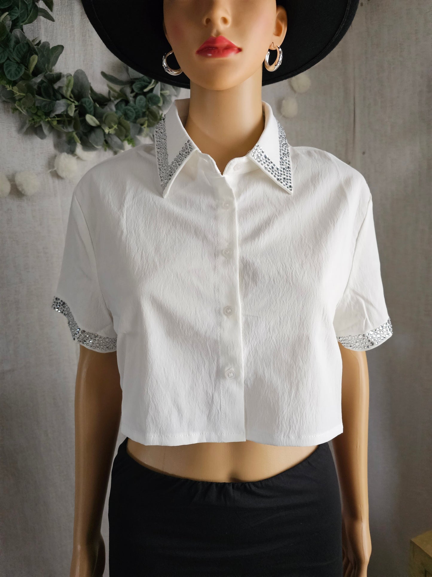 Diamond Crop Top with Silver rhinestone bottom up #11