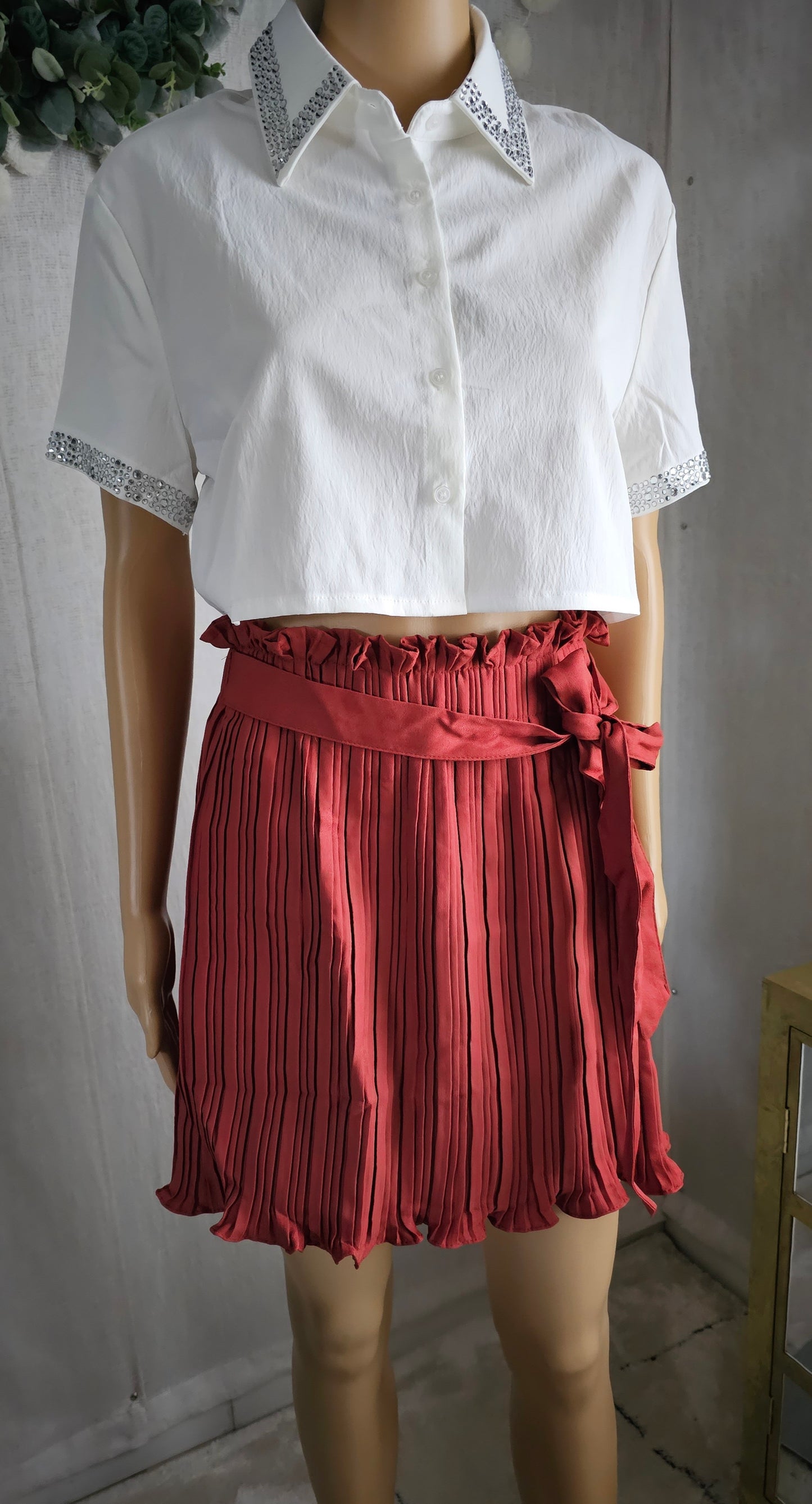 Mini Skirts Rust Pleated #
