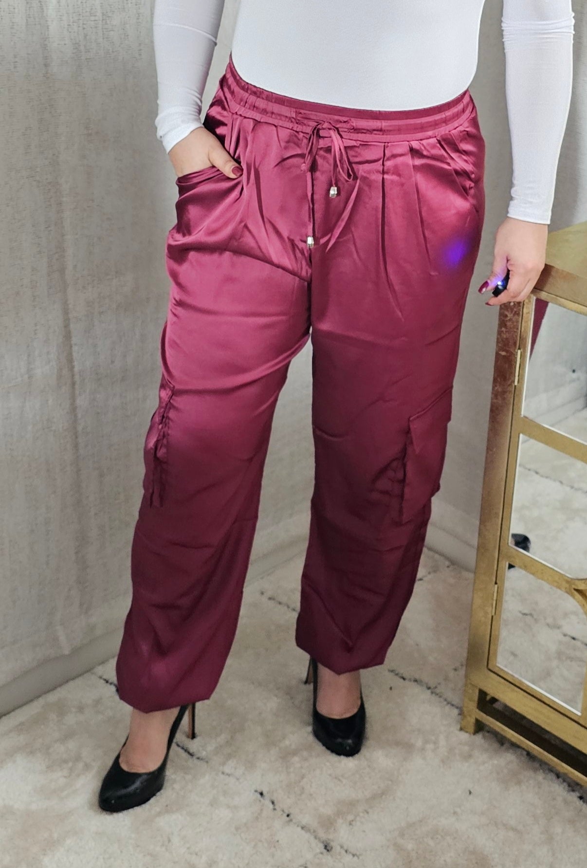 Sassy Cargo jogger Satin Pants #3