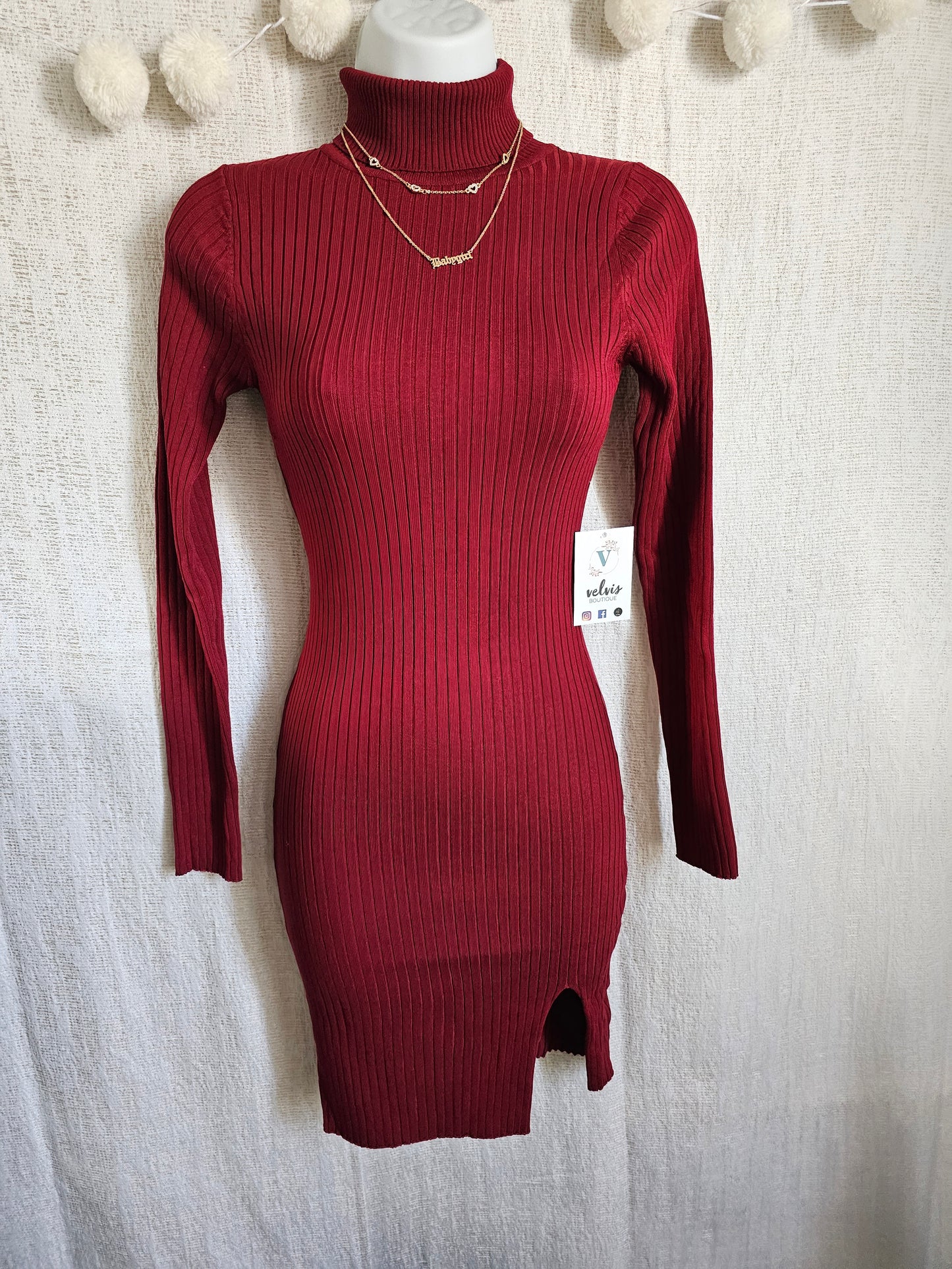 Mee Mini Dress Red long sleeve knit # *B