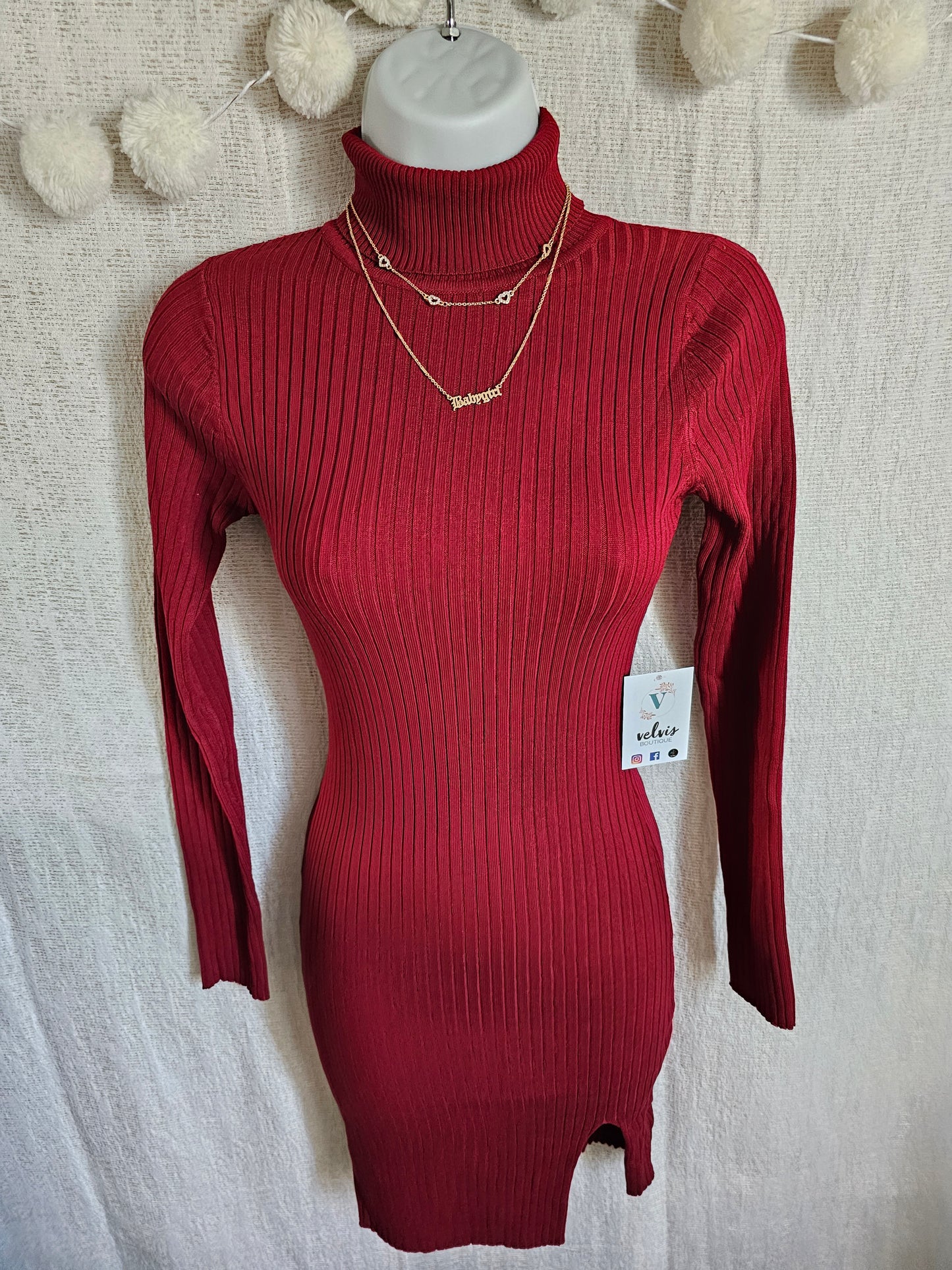 Mee Mini Dress Red long sleeve knit # *B