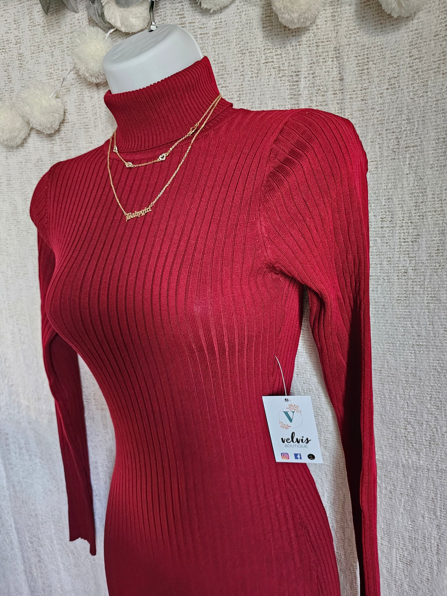 Mee Mini Dress Red long sleeve knit # *B