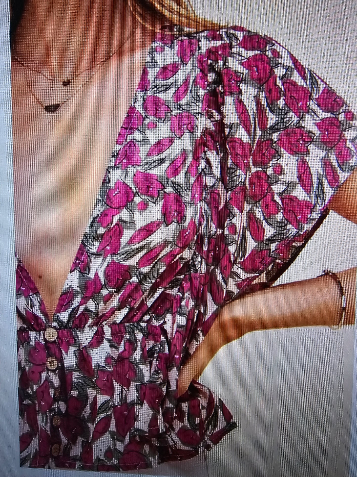 V Flower flyaway sleeves top women Blouse #7