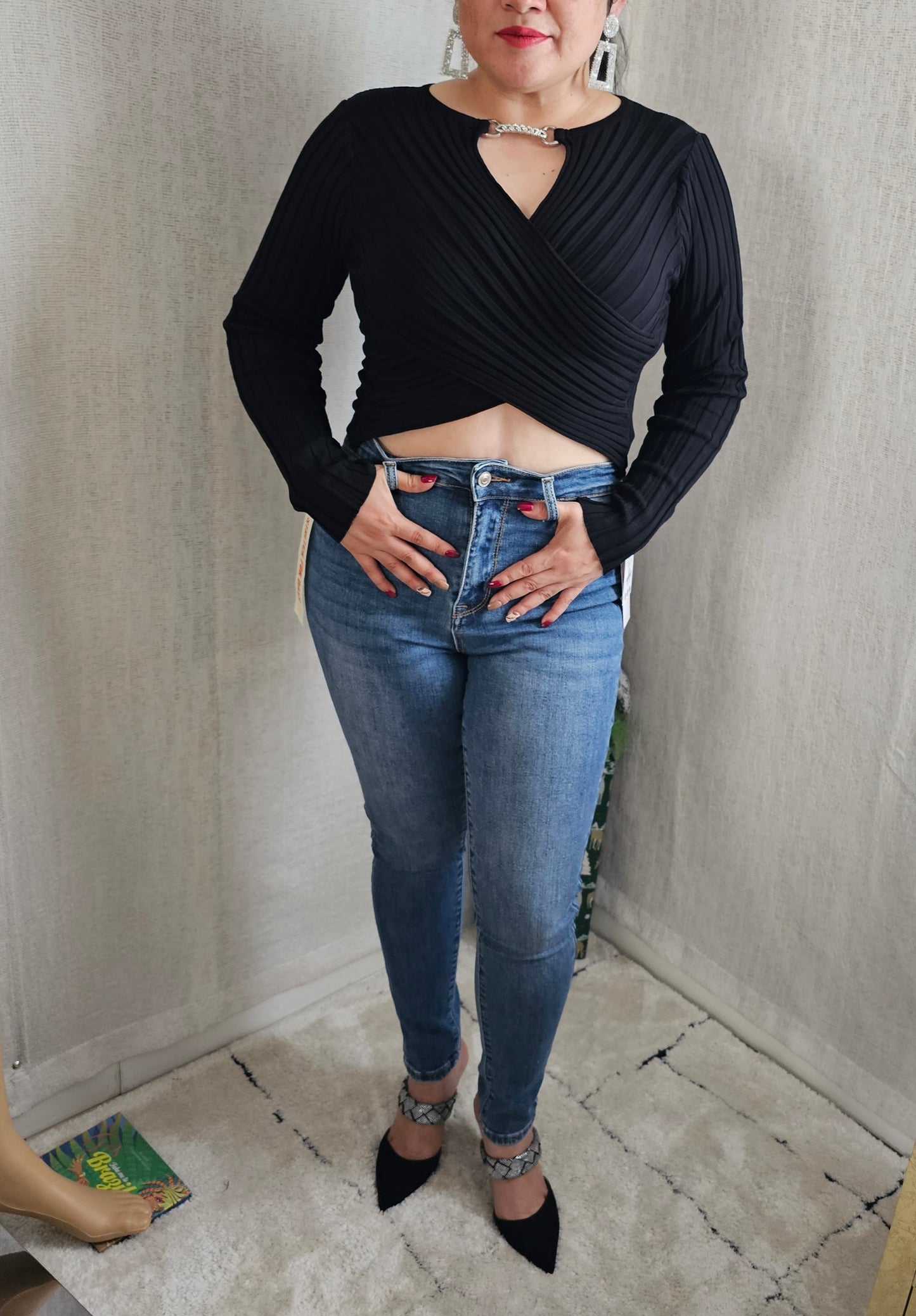 Denim Jeans High Rise Skinny Semi-Blue Liso 900 #T