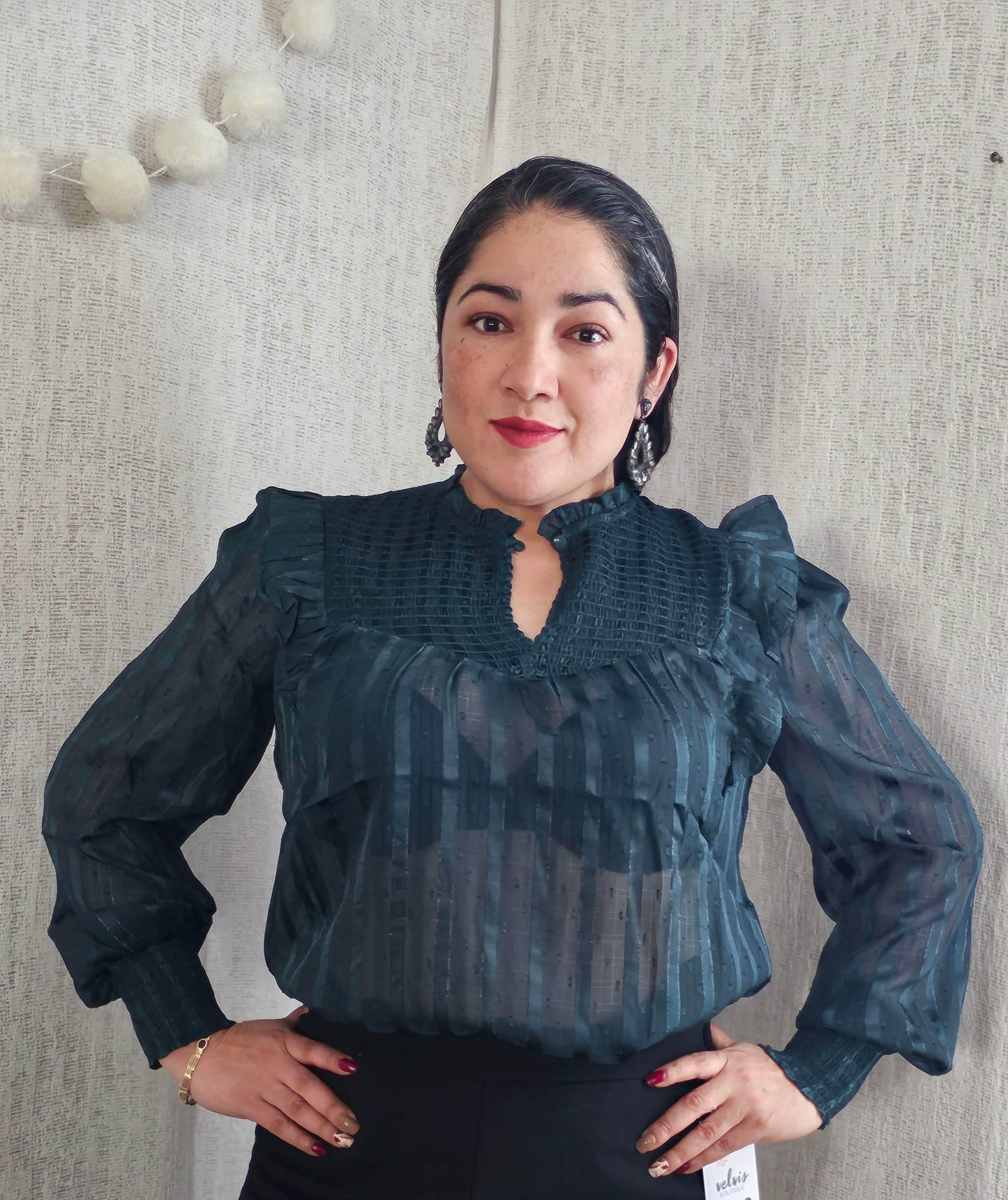 Emerald Sheer Blouse #2