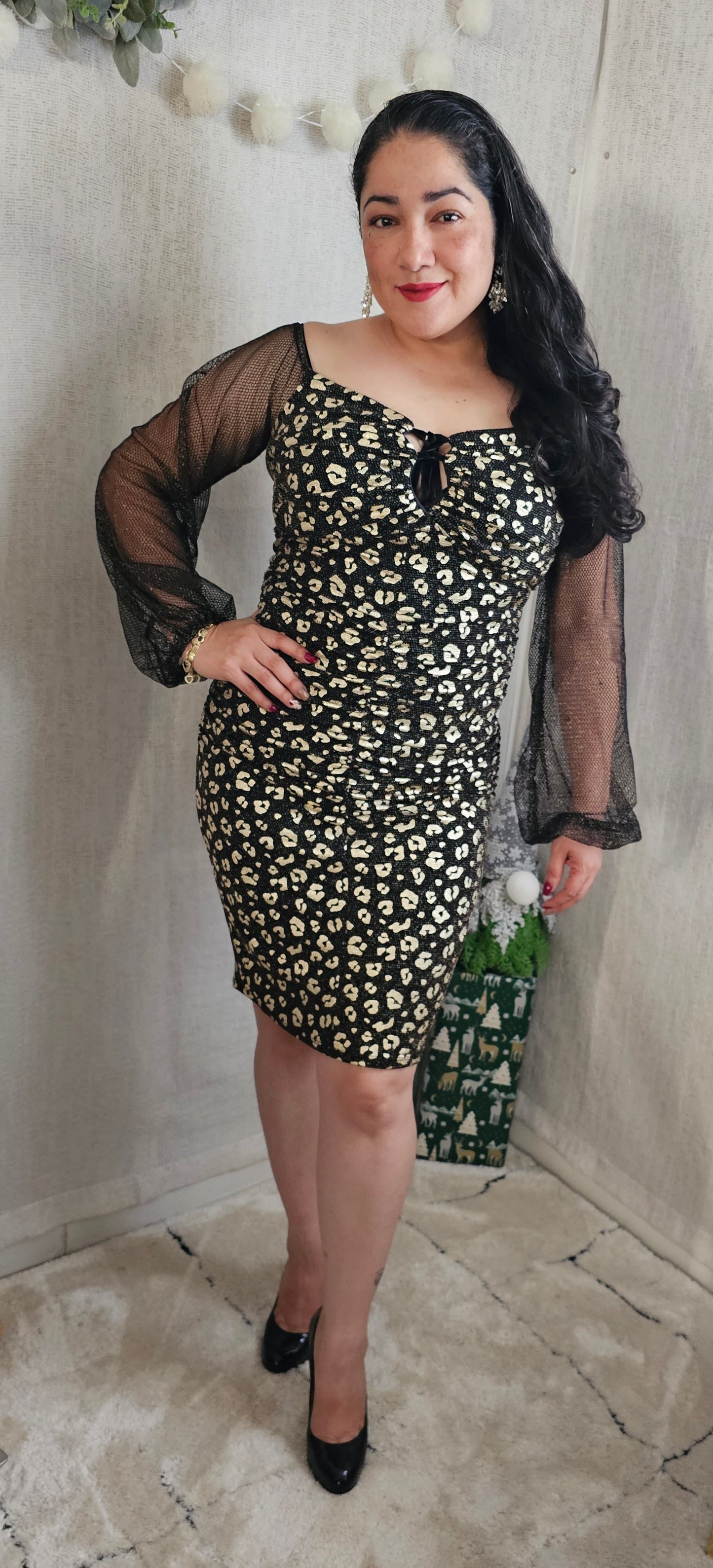 Leopard Midi Dress Black and Gold #2