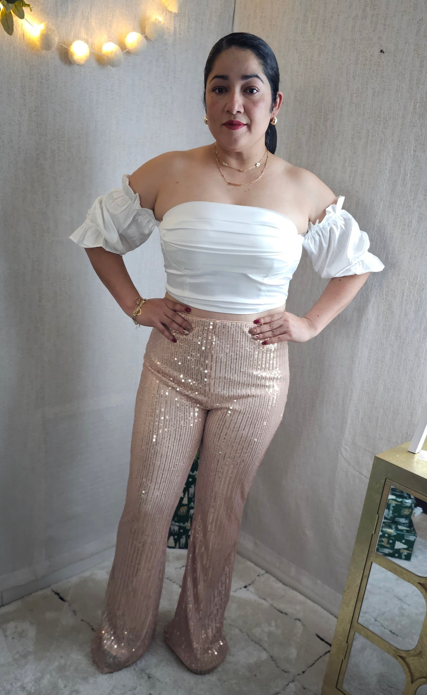 Romantic off Shoulder Top Satin #5