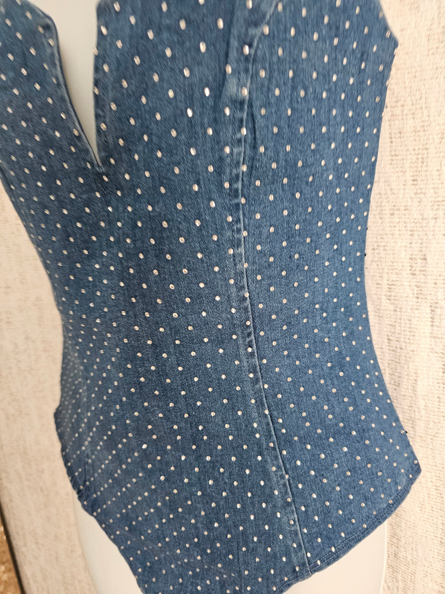 DENIM BODYSUITS RHINESTONE EMBELLISHED#D1
