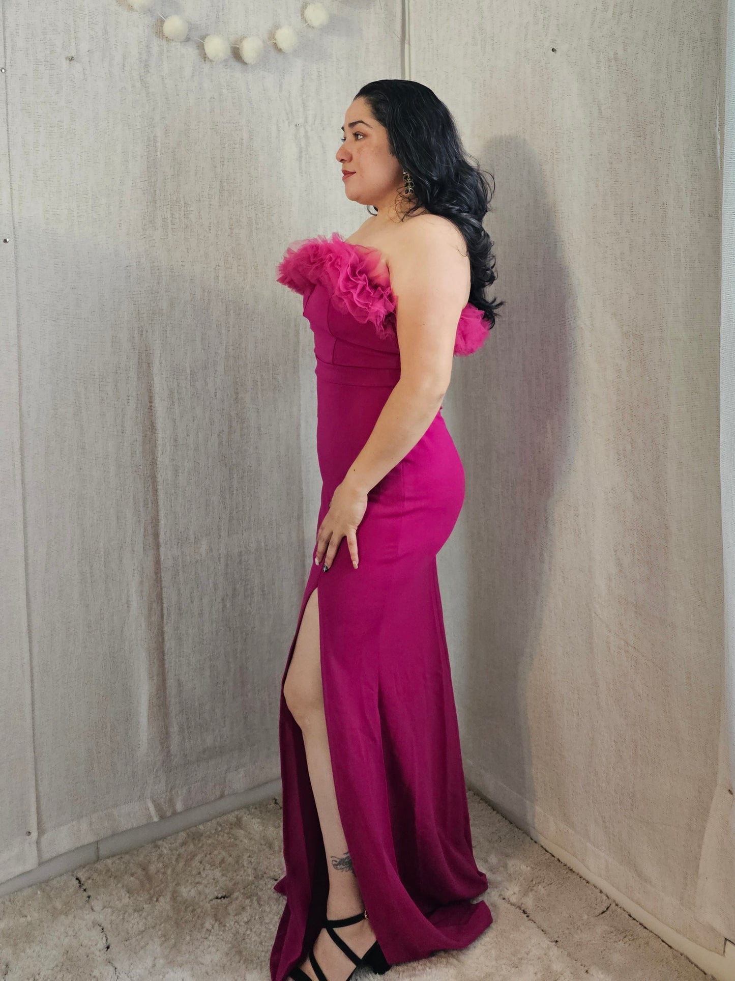 Elisa Maxi Dress Mesh Ruffle Bust Straple #9