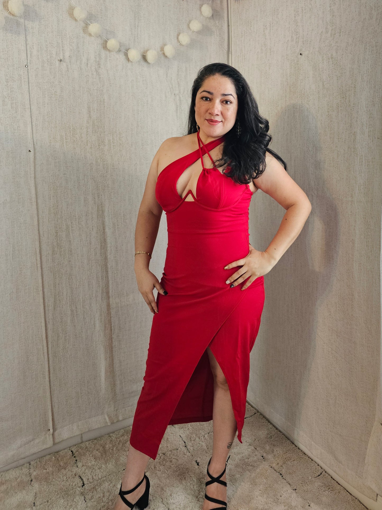 Love Red Halter MIDI SEXY DRESS WIRED BRA TOP #9
