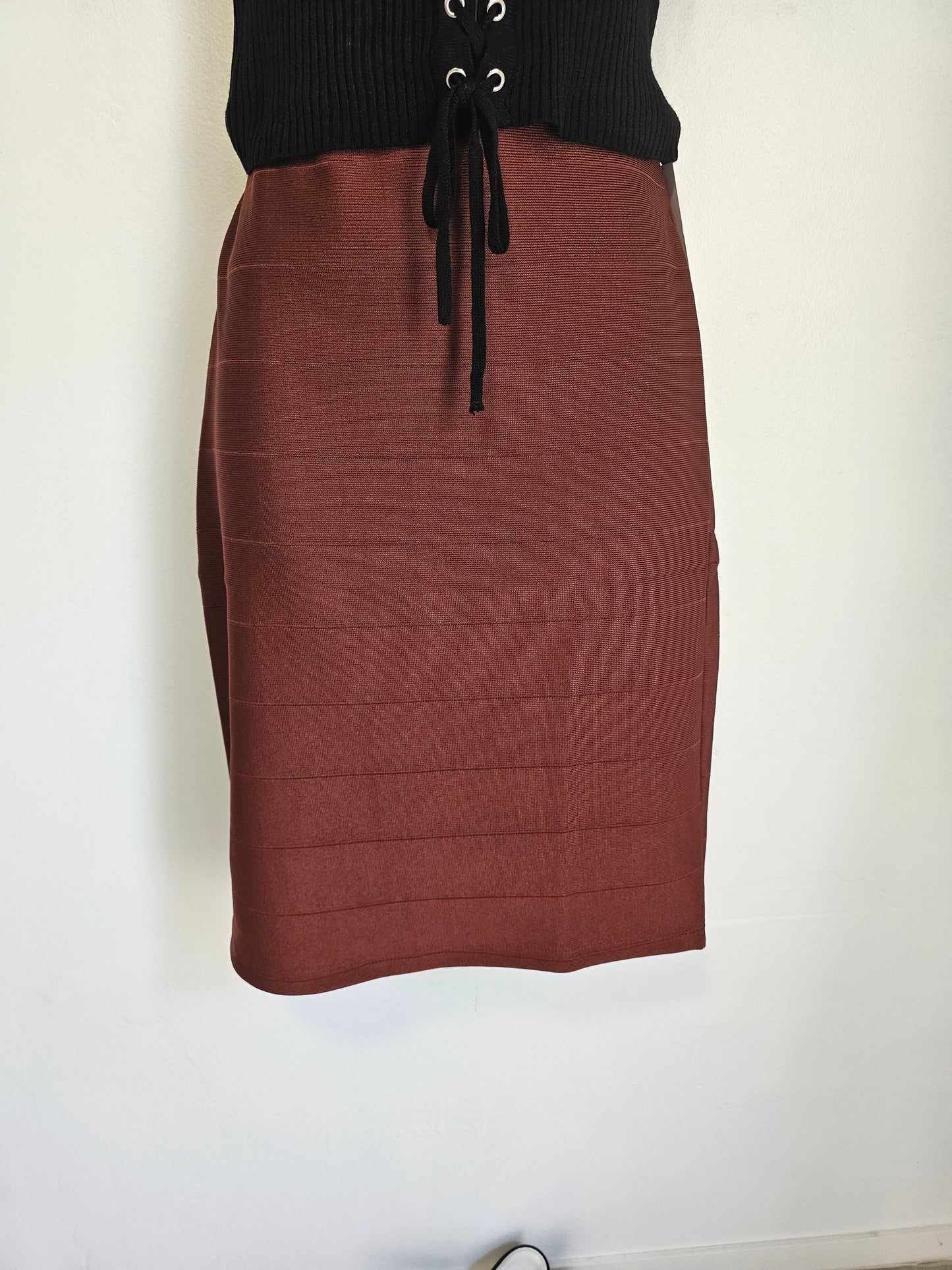 Chocolate Skirt Bandaged Fitted A-line Basic #T