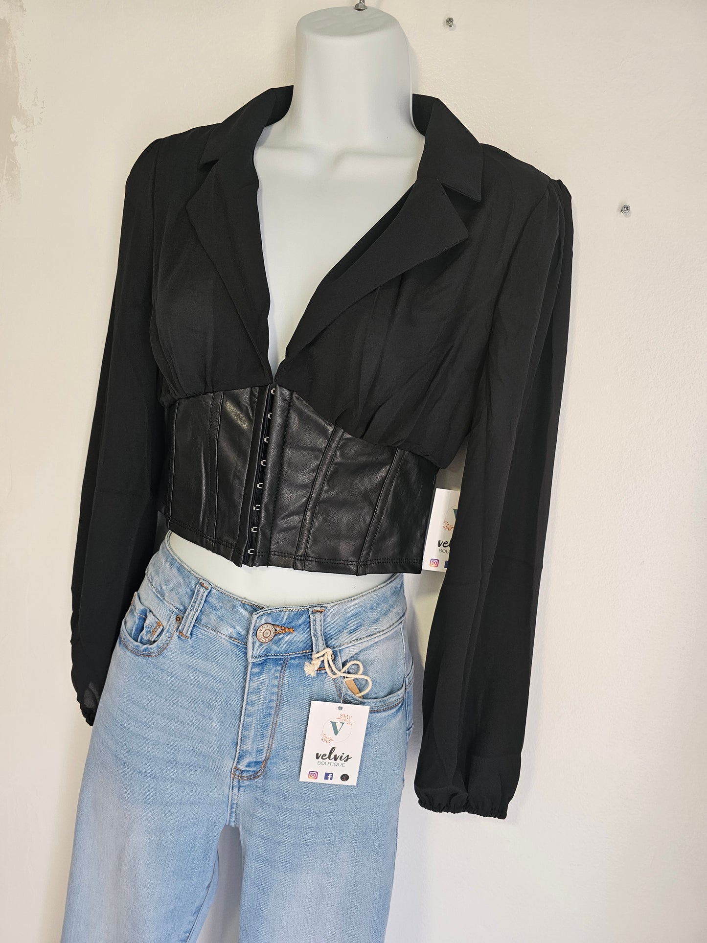 Night Long Sleeve corset Crop Top #27