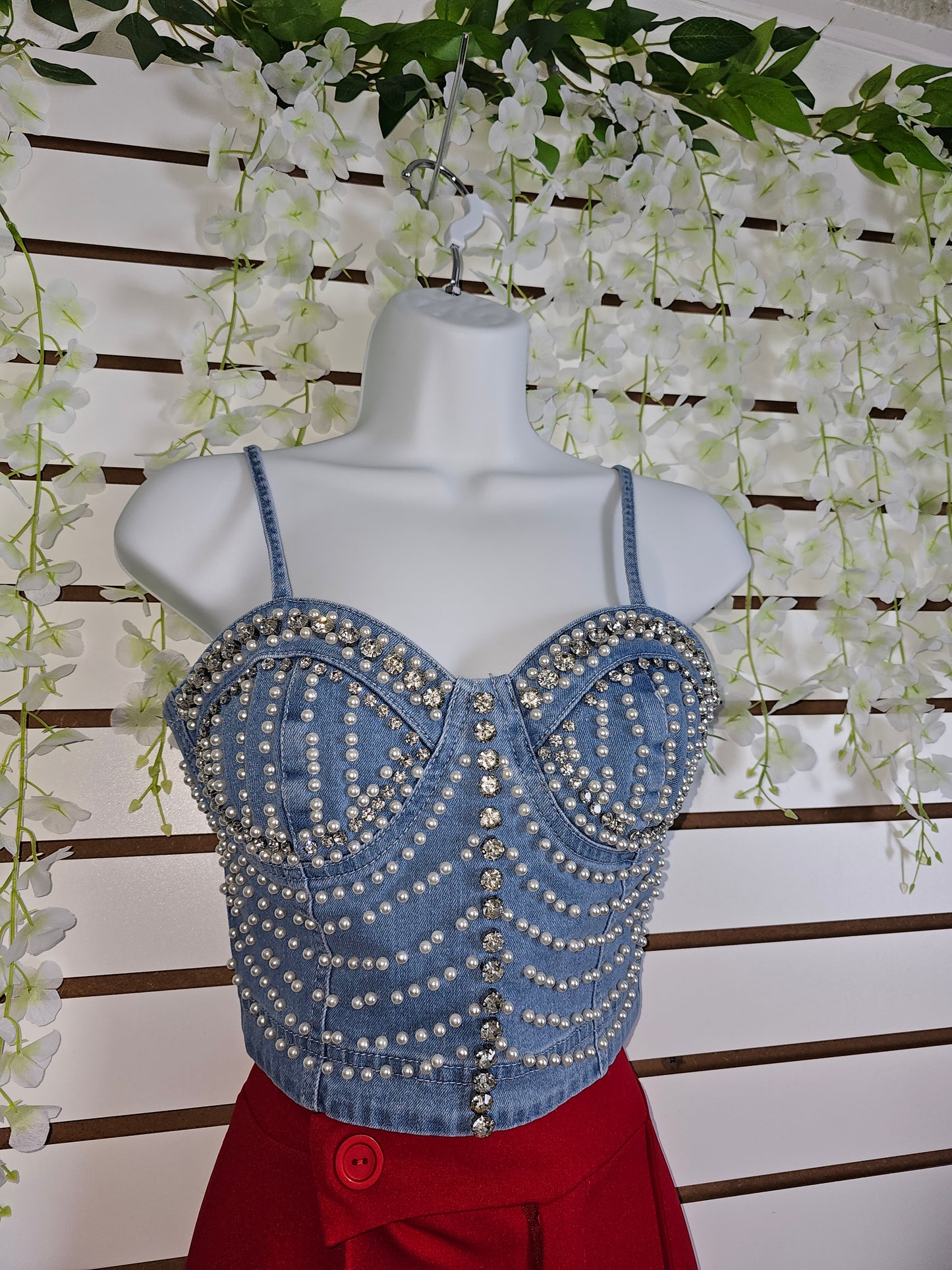Top Perlas Denim Blouse #D1