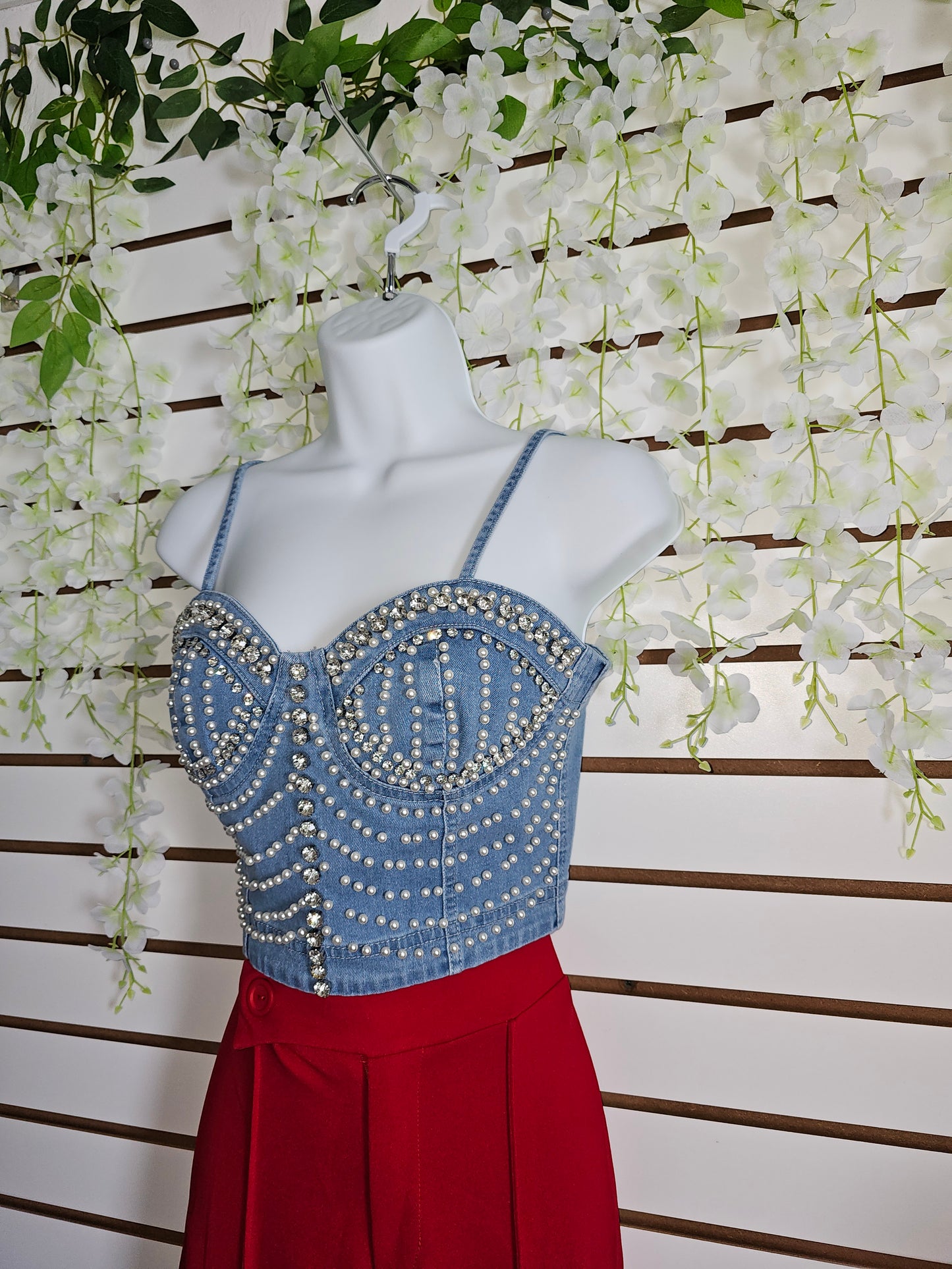 Top Perlas Denim Blouse #D1
