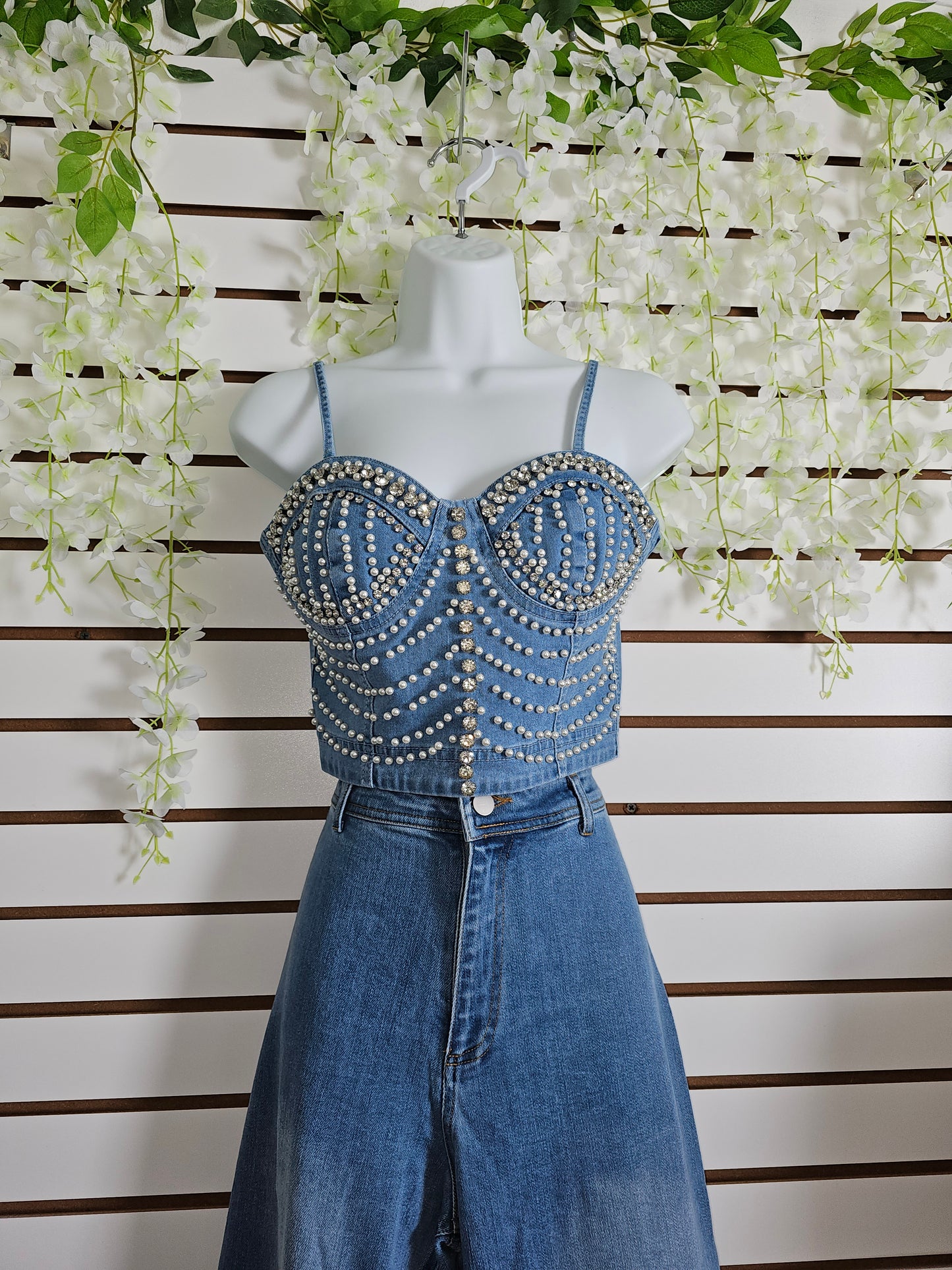 Top Perlas Denim Blouse #D1