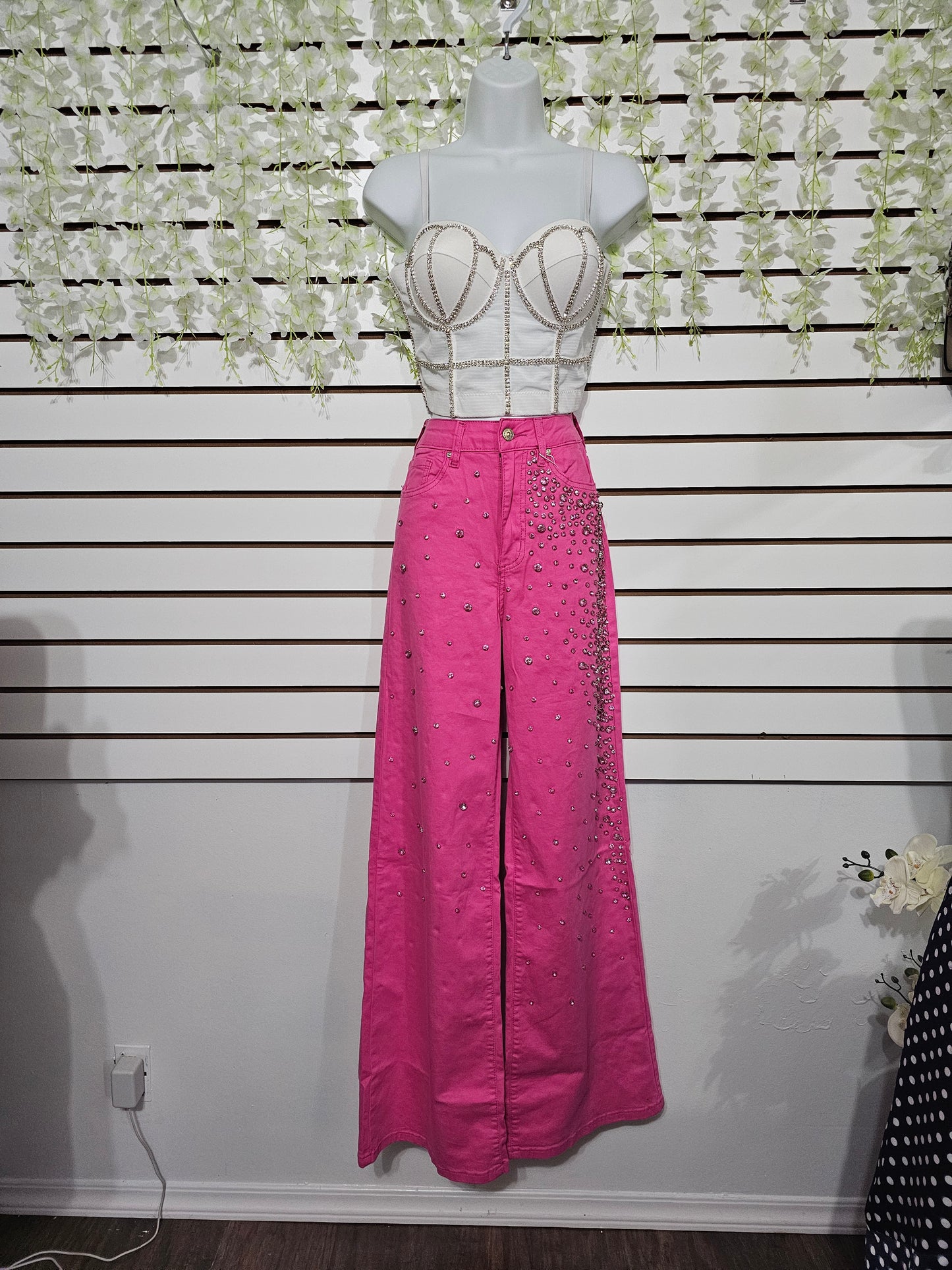 Daisy Fashion Jeans Rhinestone Pink #37