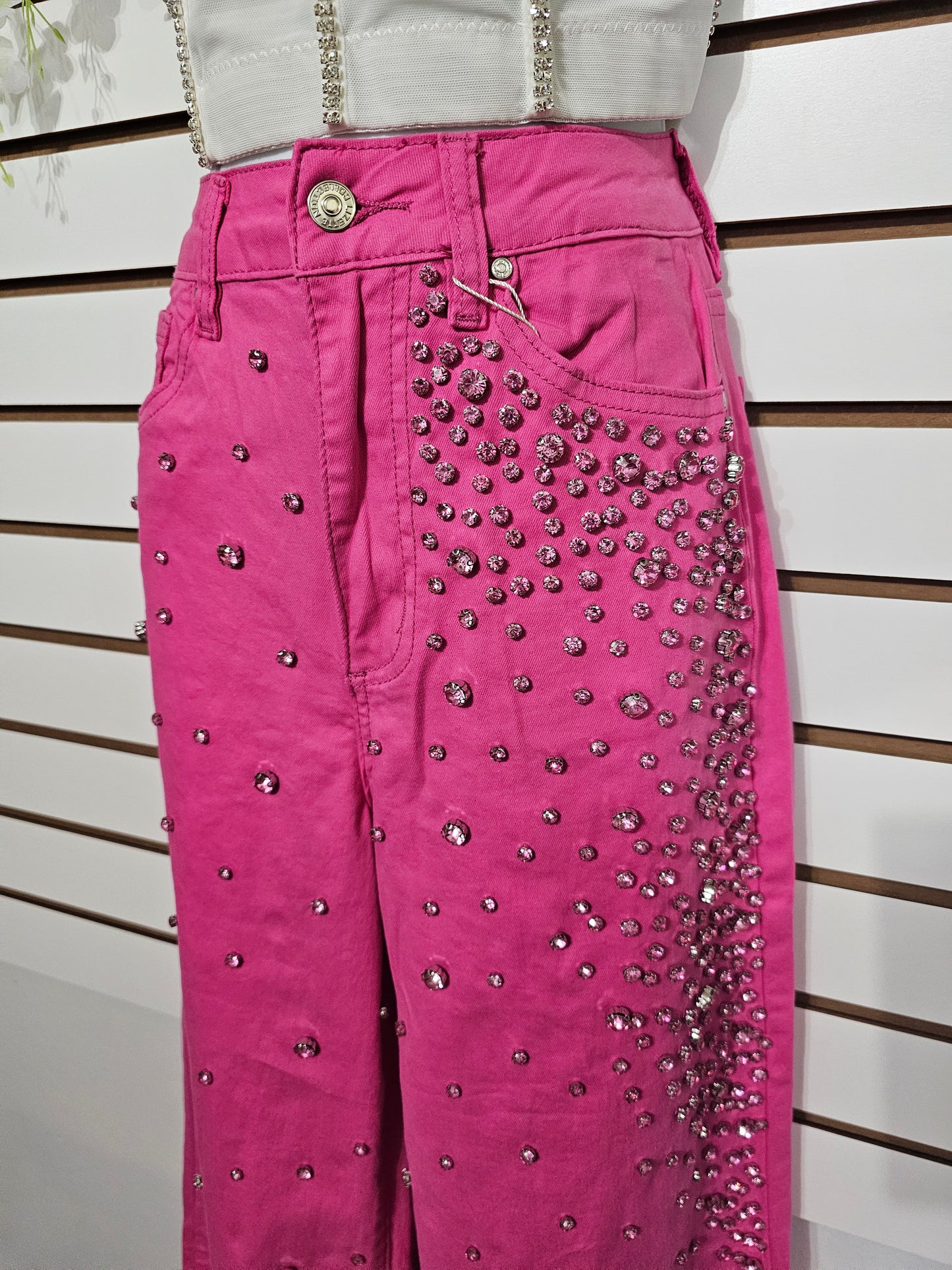 Daisy Fashion Jeans Rhinestone Pink #37