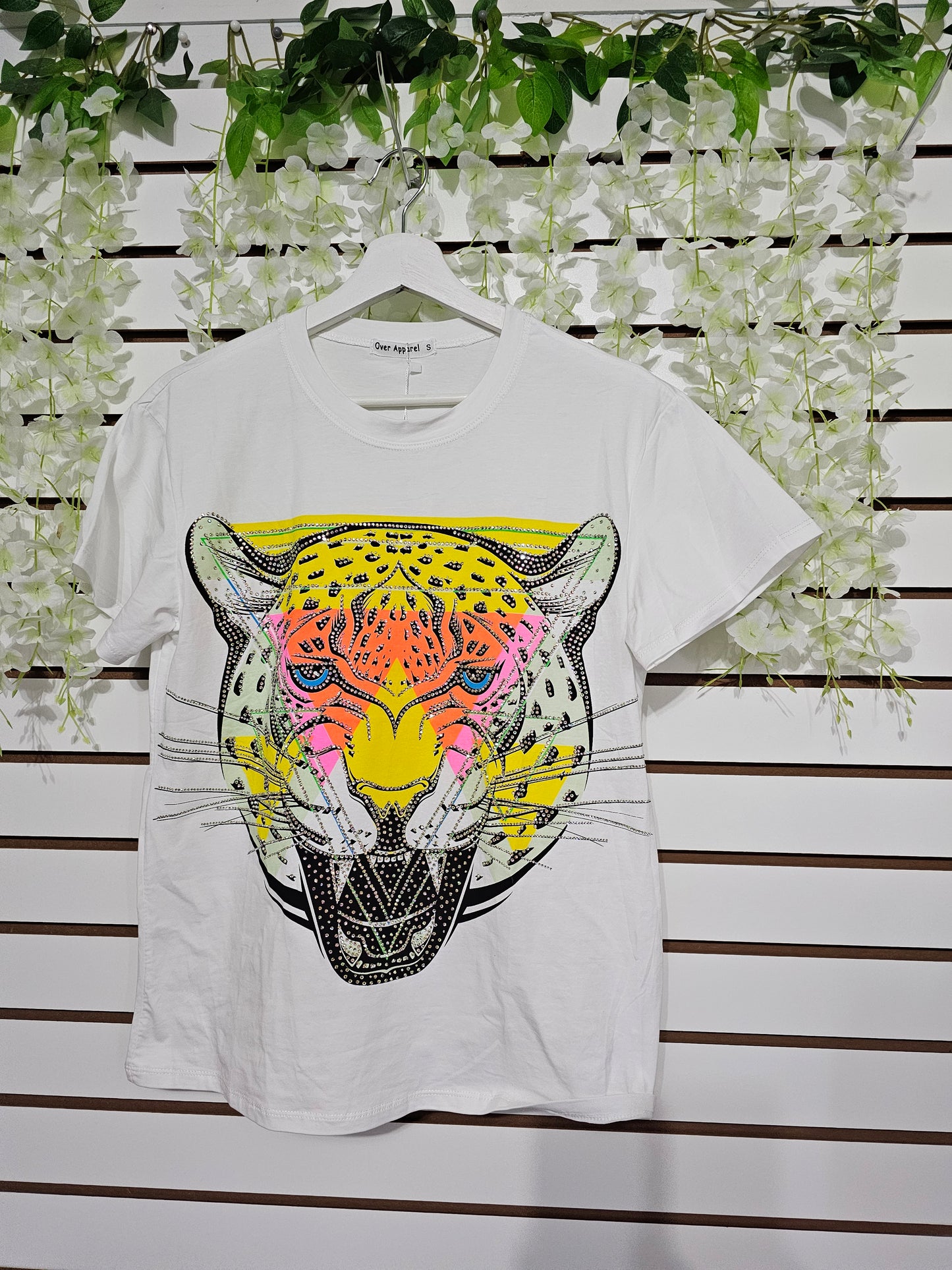 T-shirt Rhinestone tiger #C