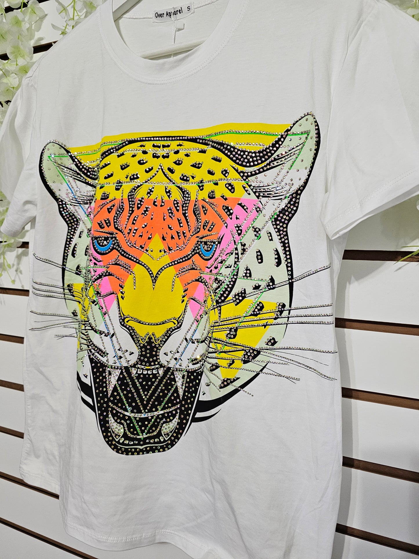 T-shirt Rhinestone tiger #C