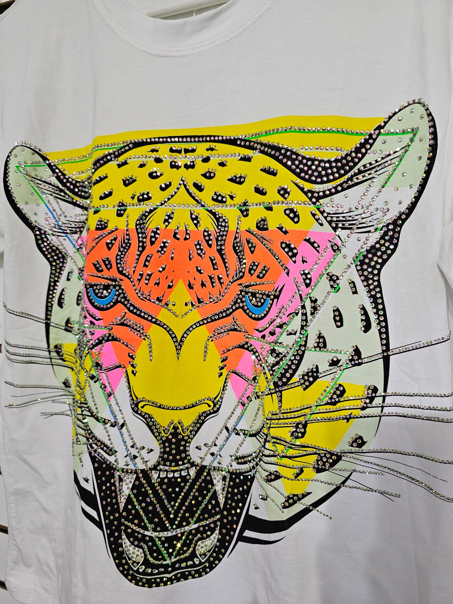 T-shirt Rhinestone tiger #C
