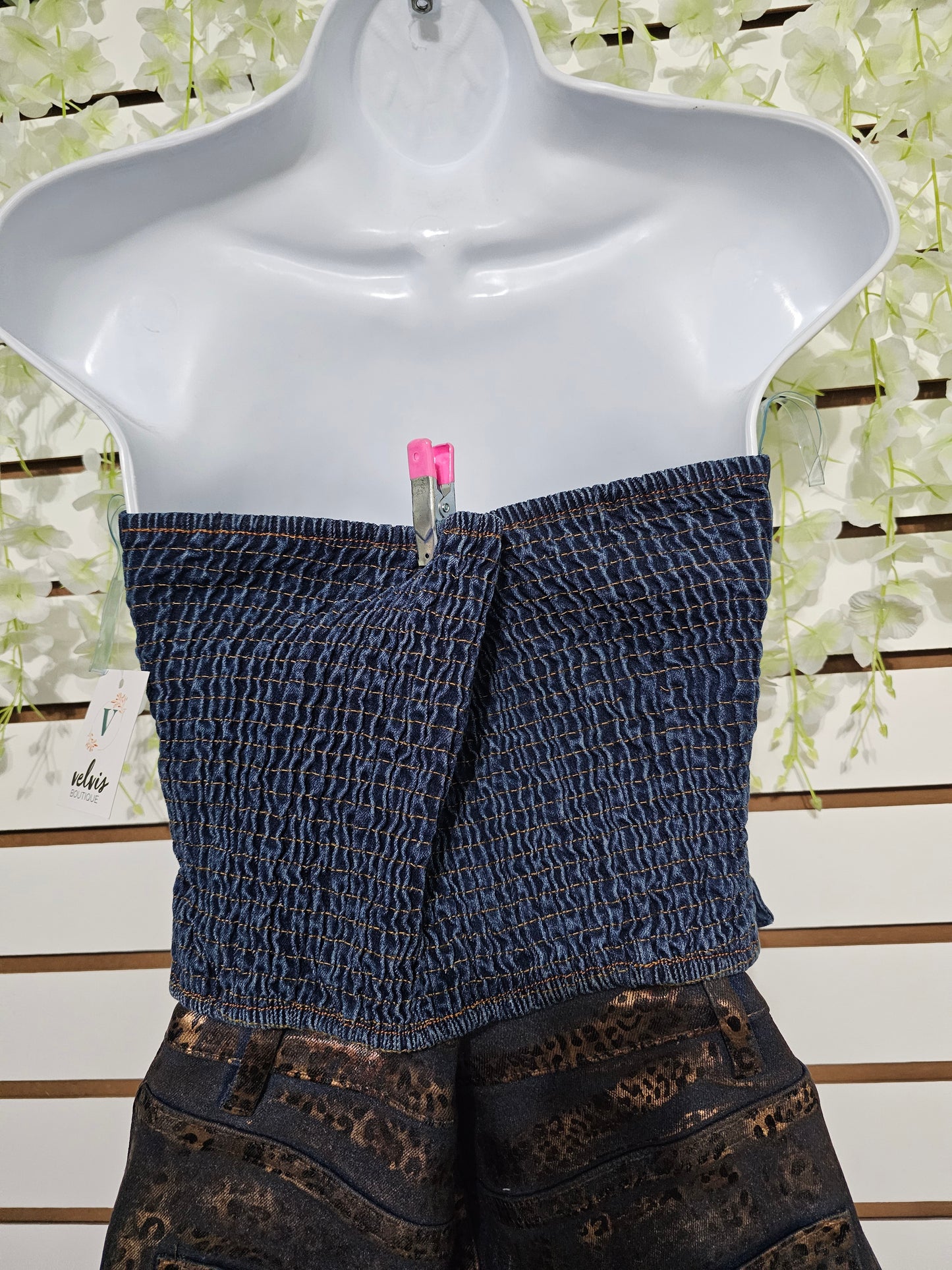 Camilla Top Denim Vest Blouse Strapless