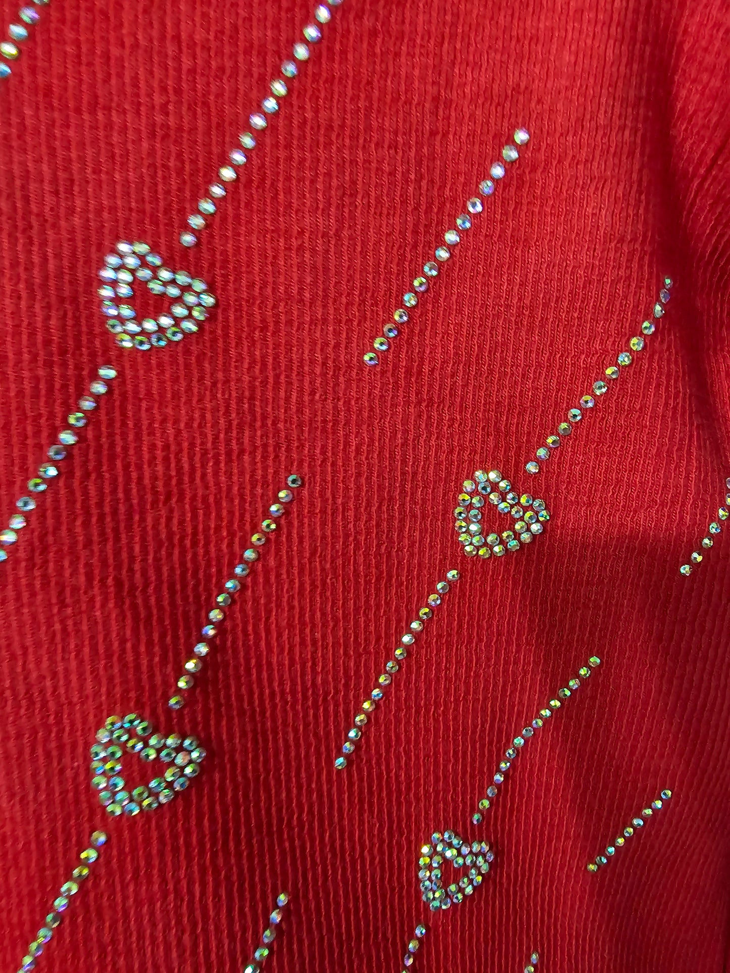 Red top Plus size rhinestone heart detail #A