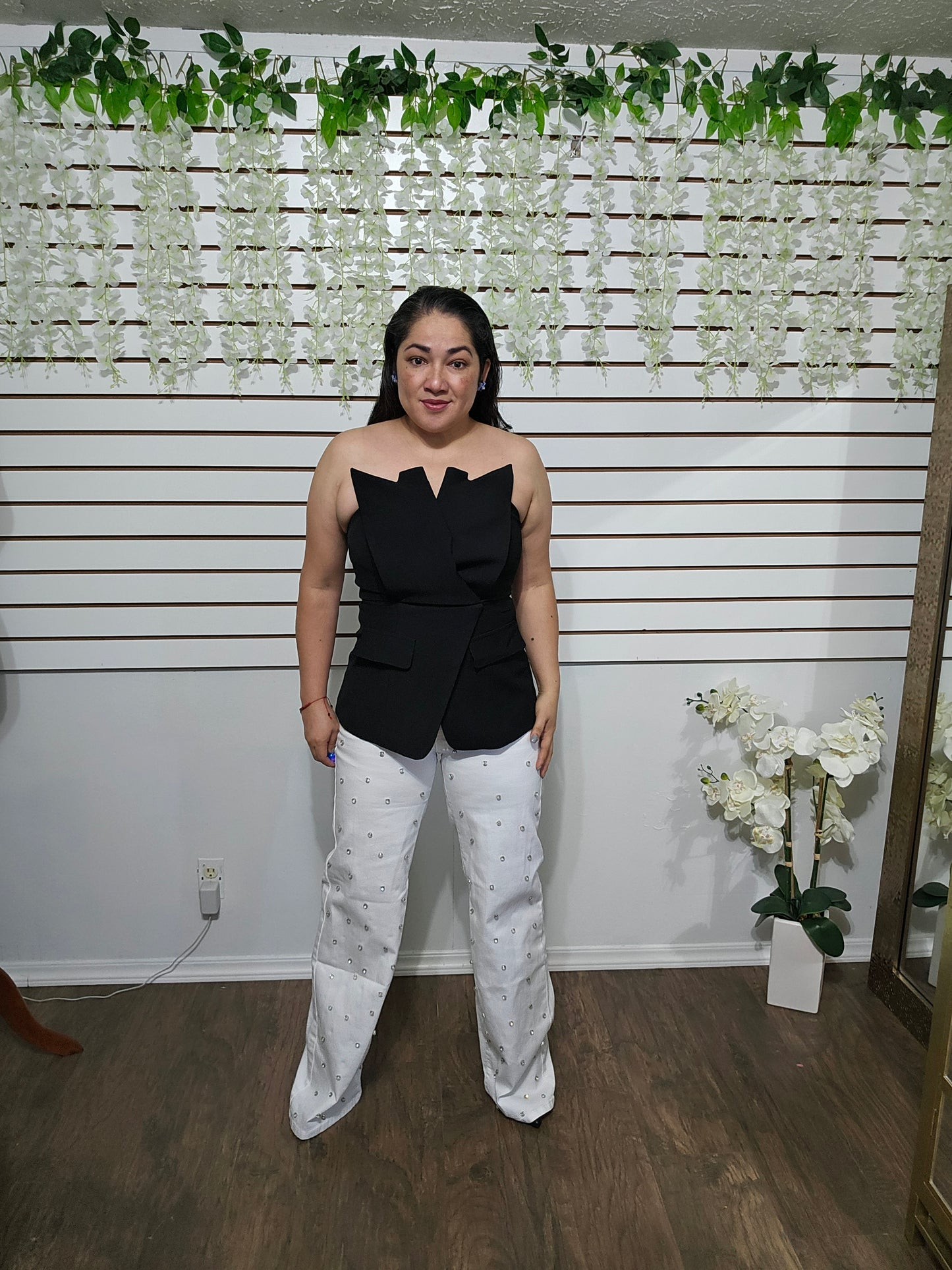 Esme Rhinestone Embellished Flare Jeans #B