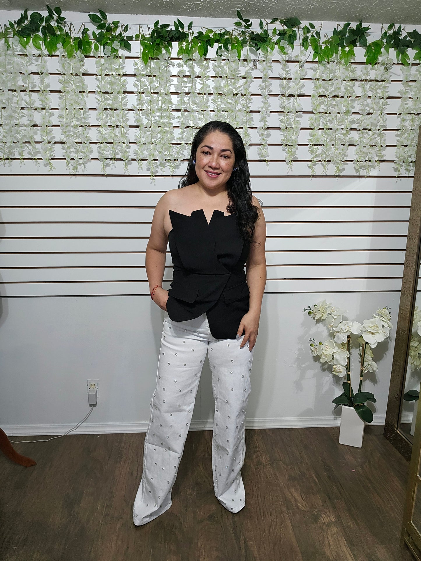 Esme Rhinestone Embellished Flare Jeans #B