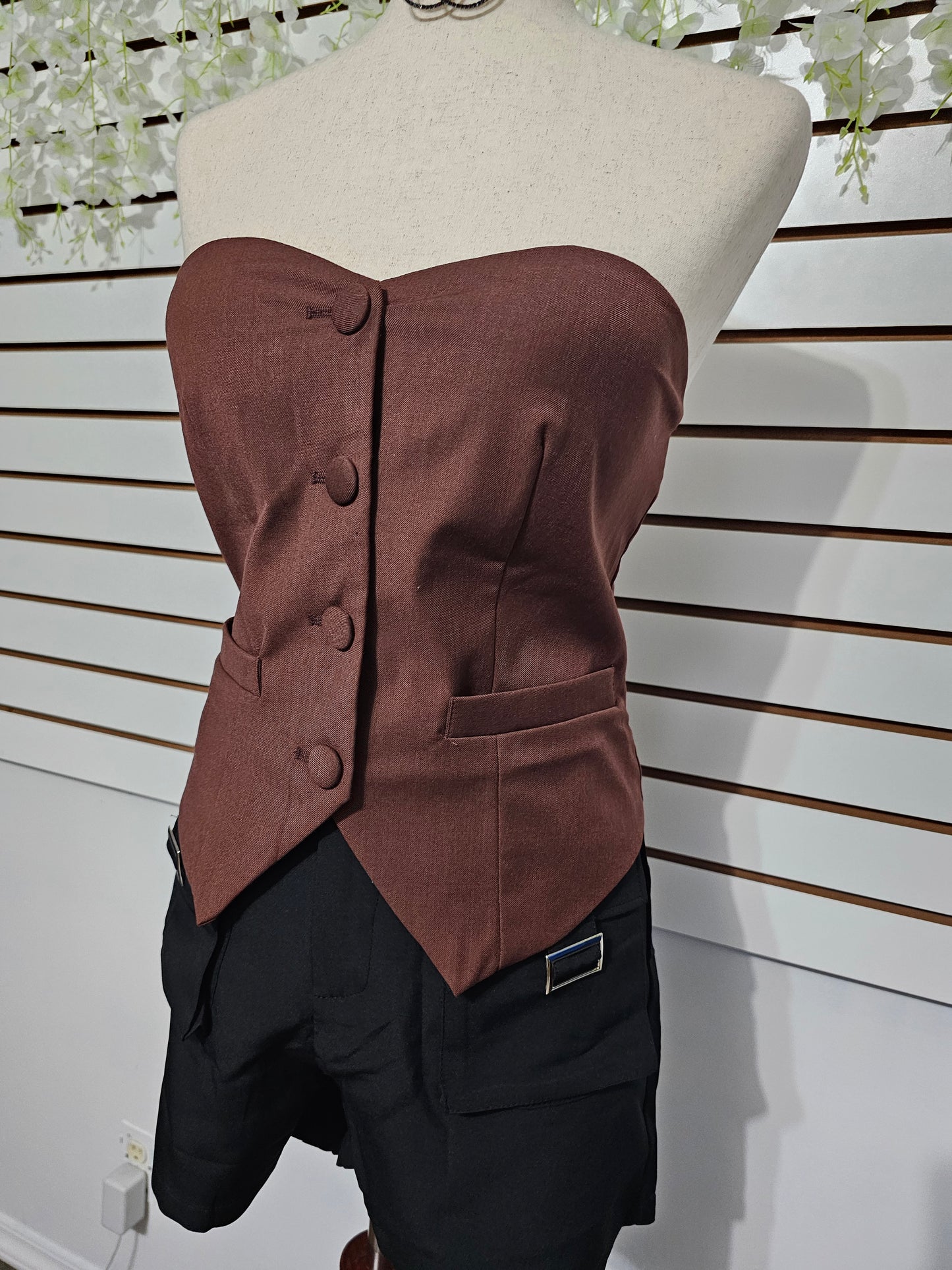 Chocolate vest blouse top #29