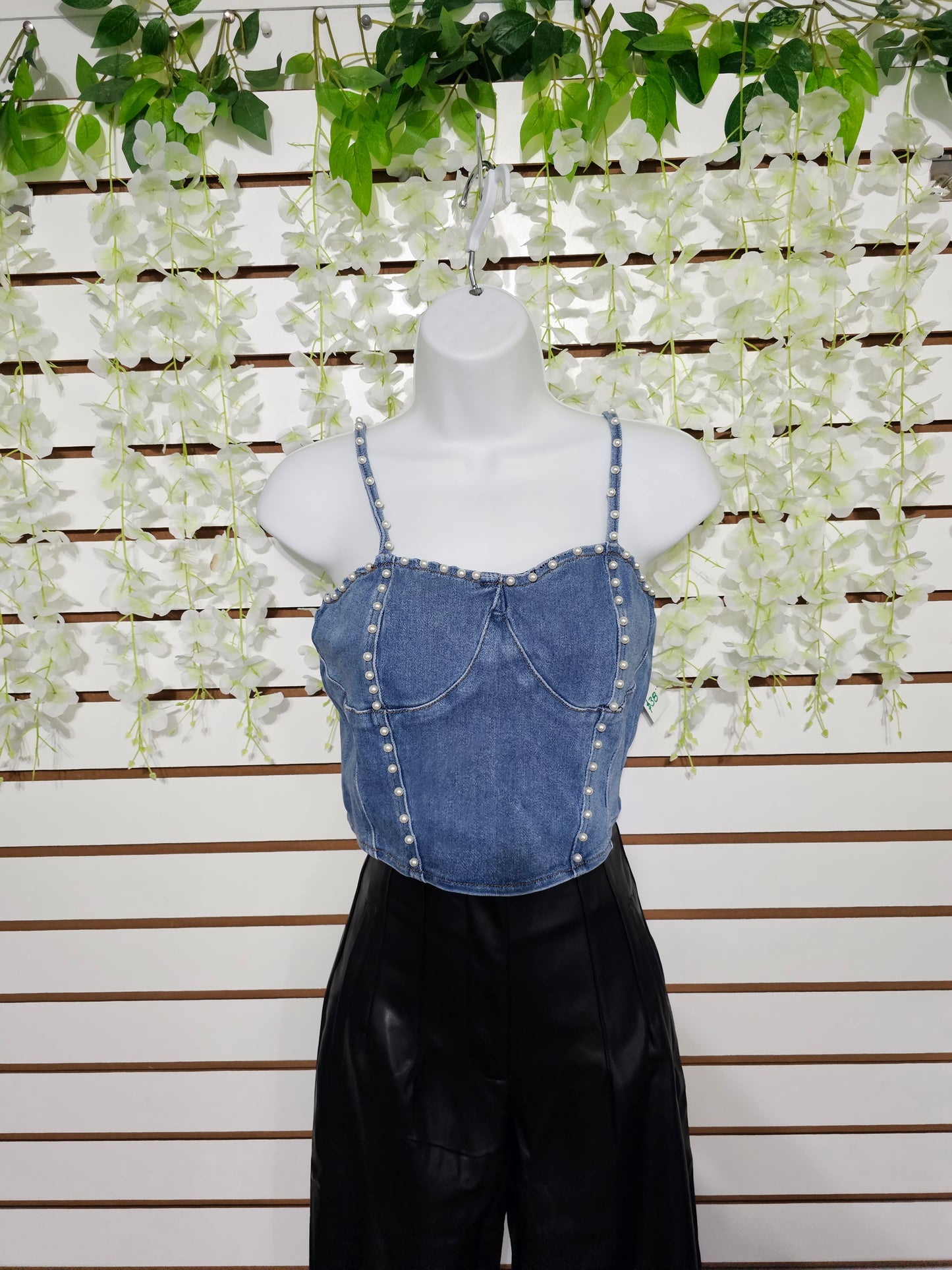 Perla CROP TOP Denim stretch #A