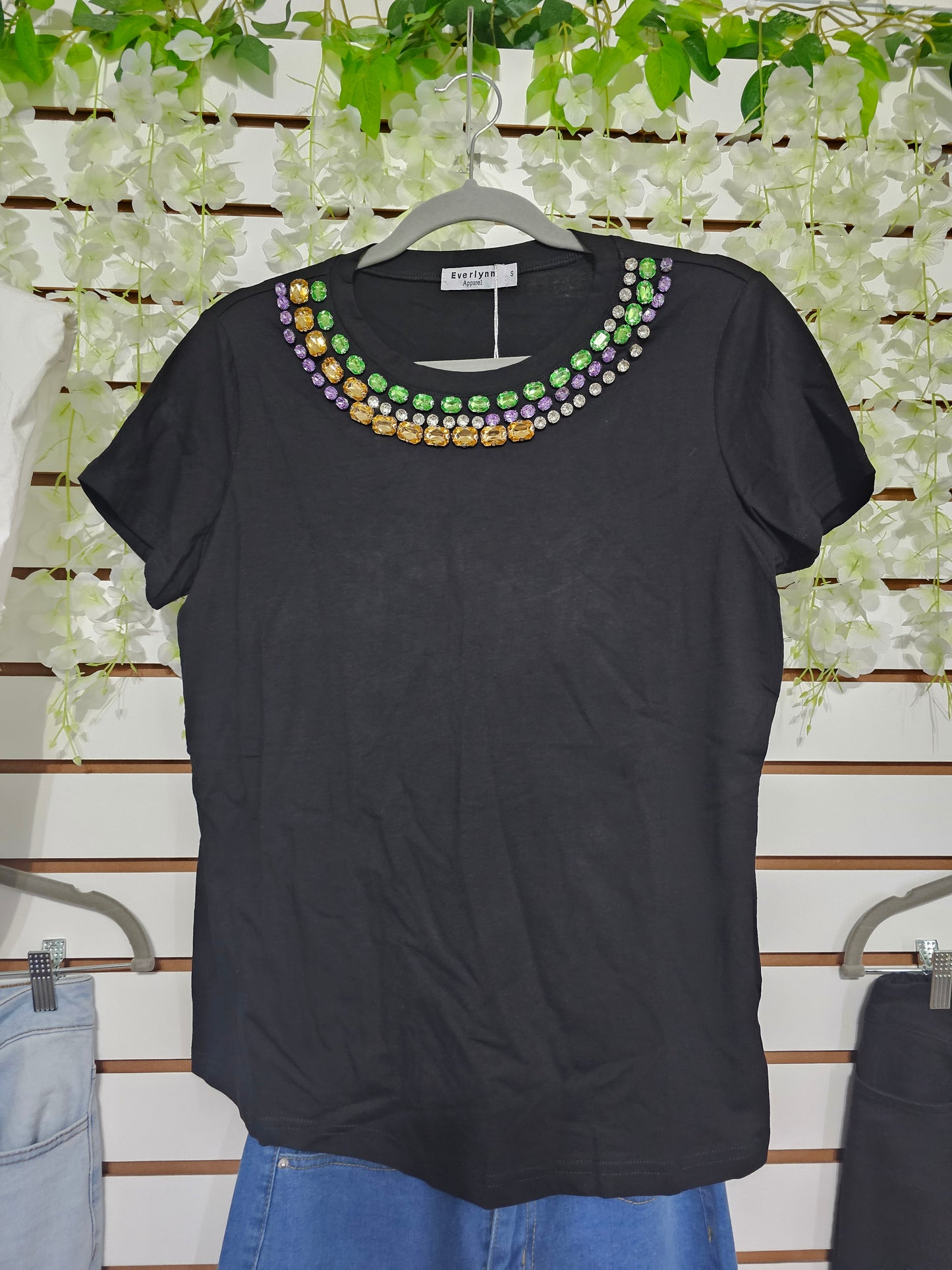Mary Bright Rhinestone T-shirt Black #T