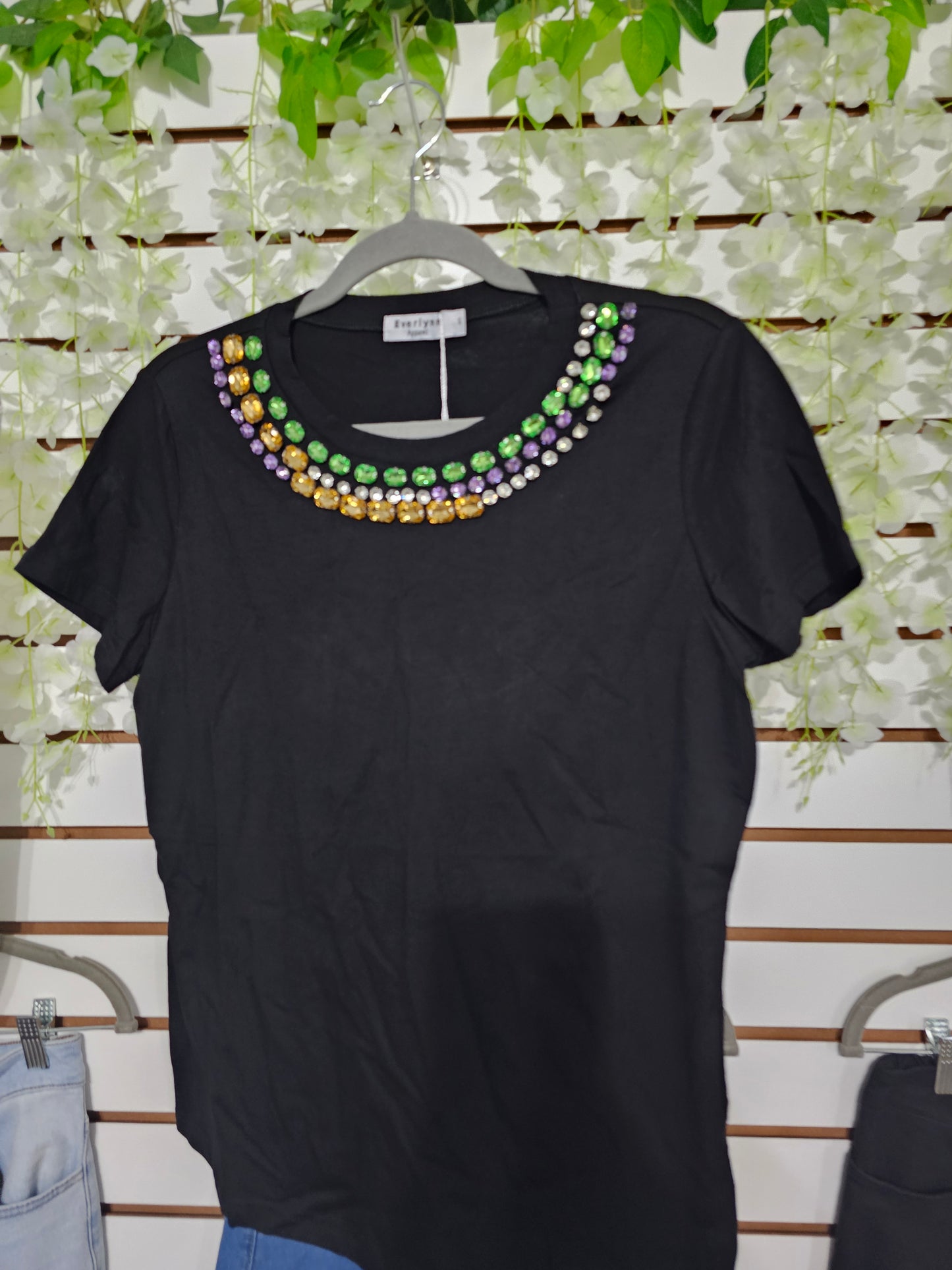 Mary Bright Rhinestone T-shirt Black #T